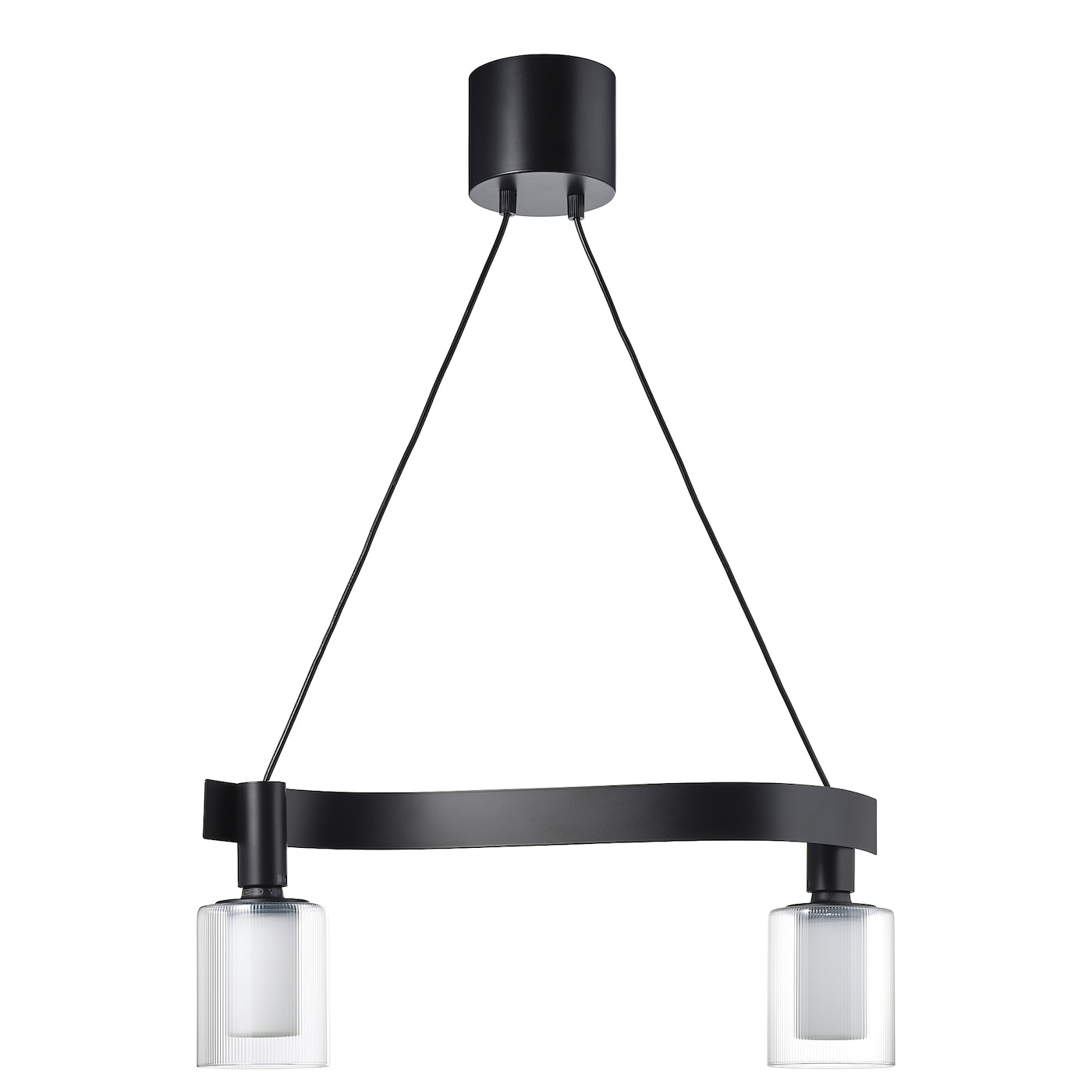 IKEA ACKJA / MOLNART lampa wisząca z żarówką, fala czarny/cylinder w paski