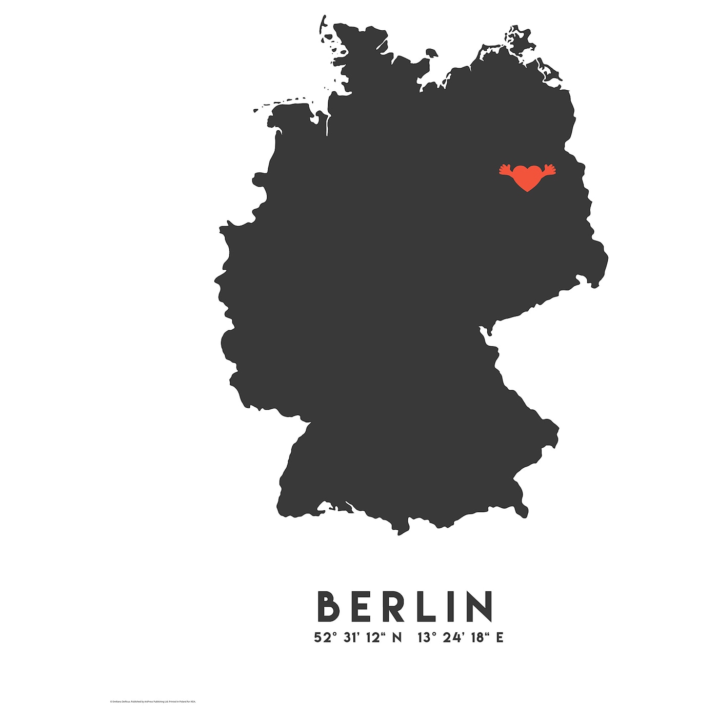 IKEA BILD Plakat, czerwone serce, Berlin, 40x50 cm