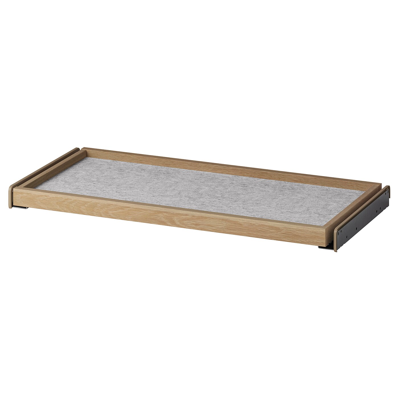 IKEA KOMPLEMENT wysuwana taca z matą do szuflady, imitacja dębu bejcowanego na biało/jasnoszary, 75x35 cm