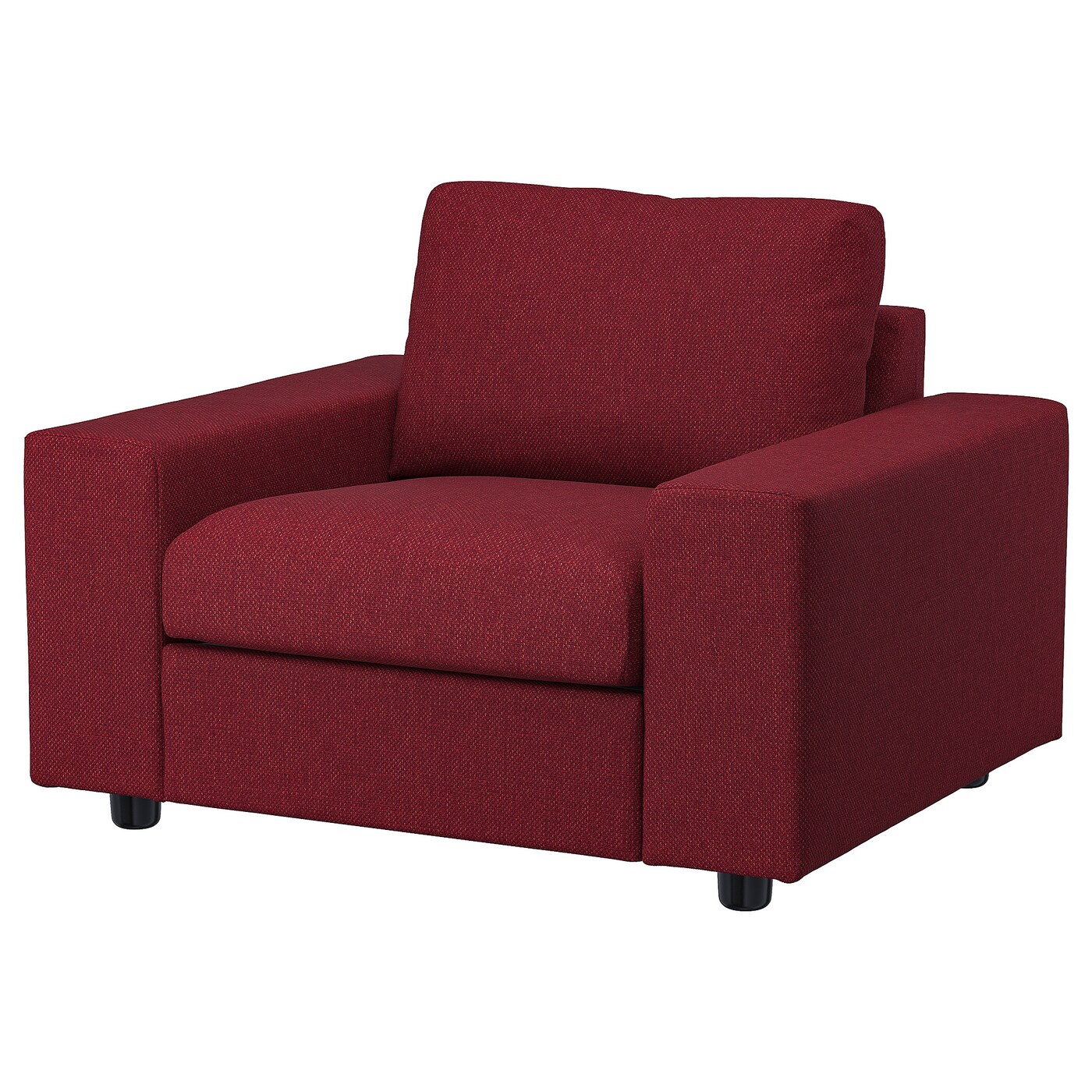 IKEA VIMLE fotel, z szerokimi podłokietnikami/Lejde czerwony/brązowy, Szerokość: 115 cm