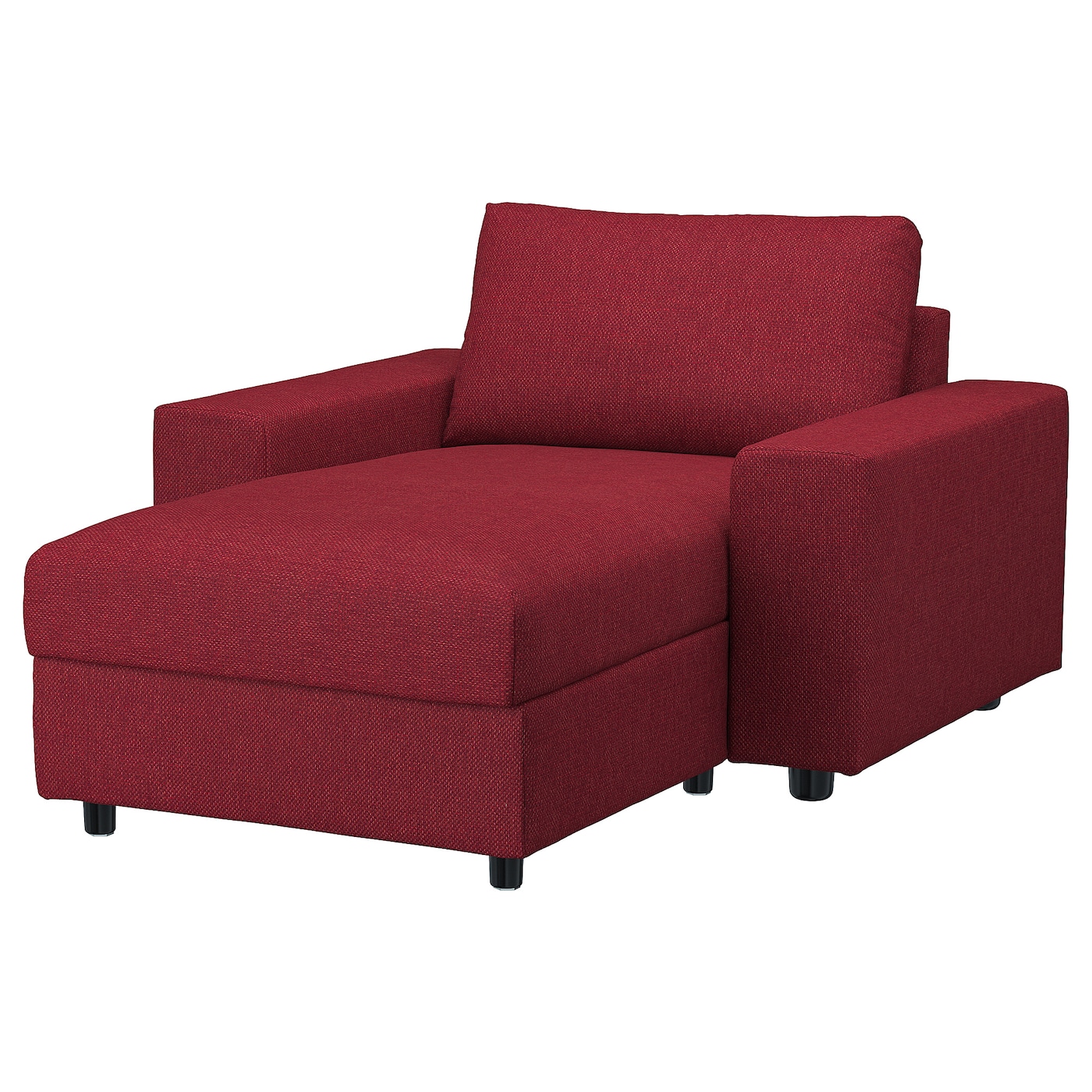 IKEA VIMLE szezlong, z szerokimi podłokietnikami/Lejde czerwony/brązowy, Wysokość z poduchami oparcia: 83 cm