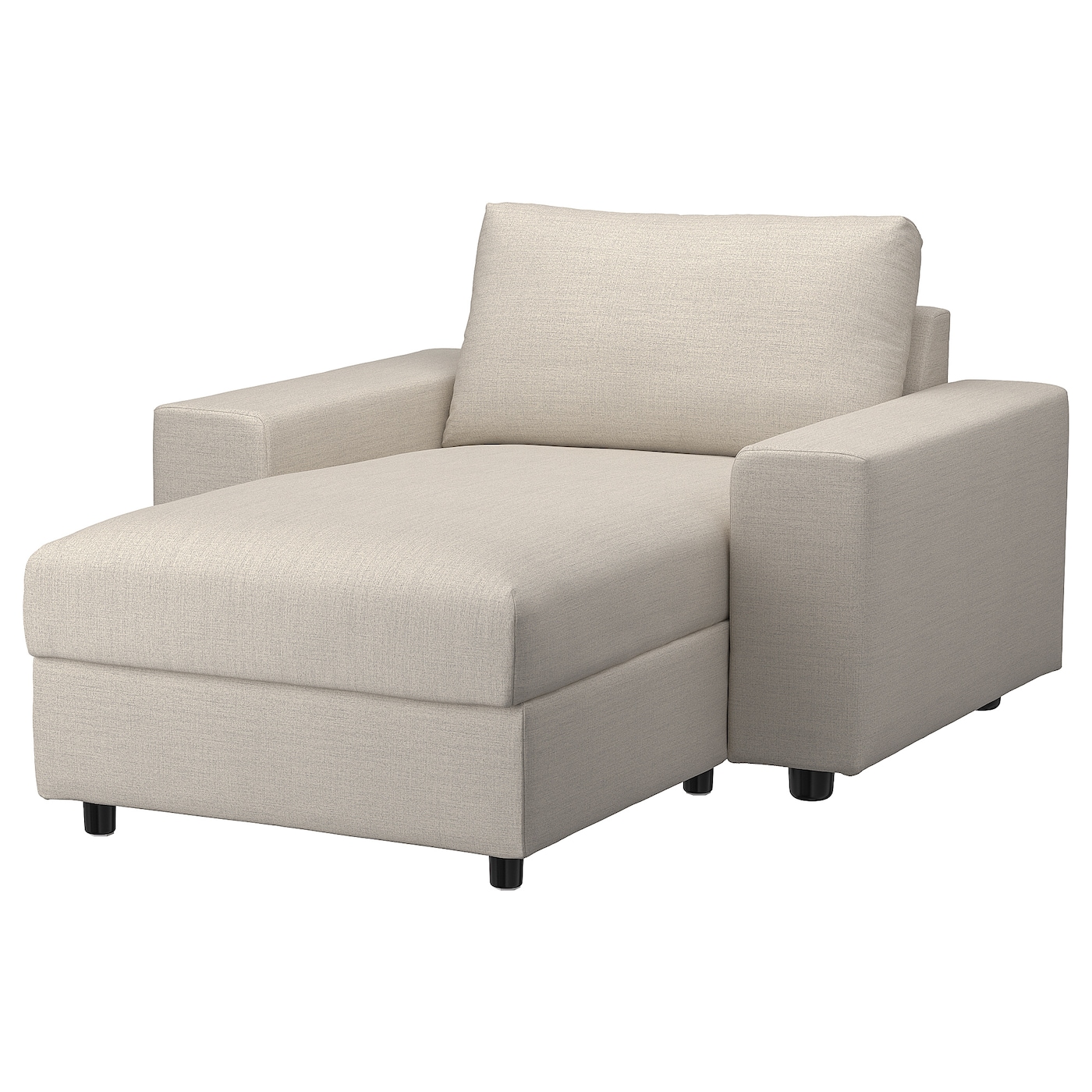 IKEA VIMLE szezlong, z szerokimi podłokietnikami/Gunnared beżowy, Wysokość z poduchami oparcia: 83 cm