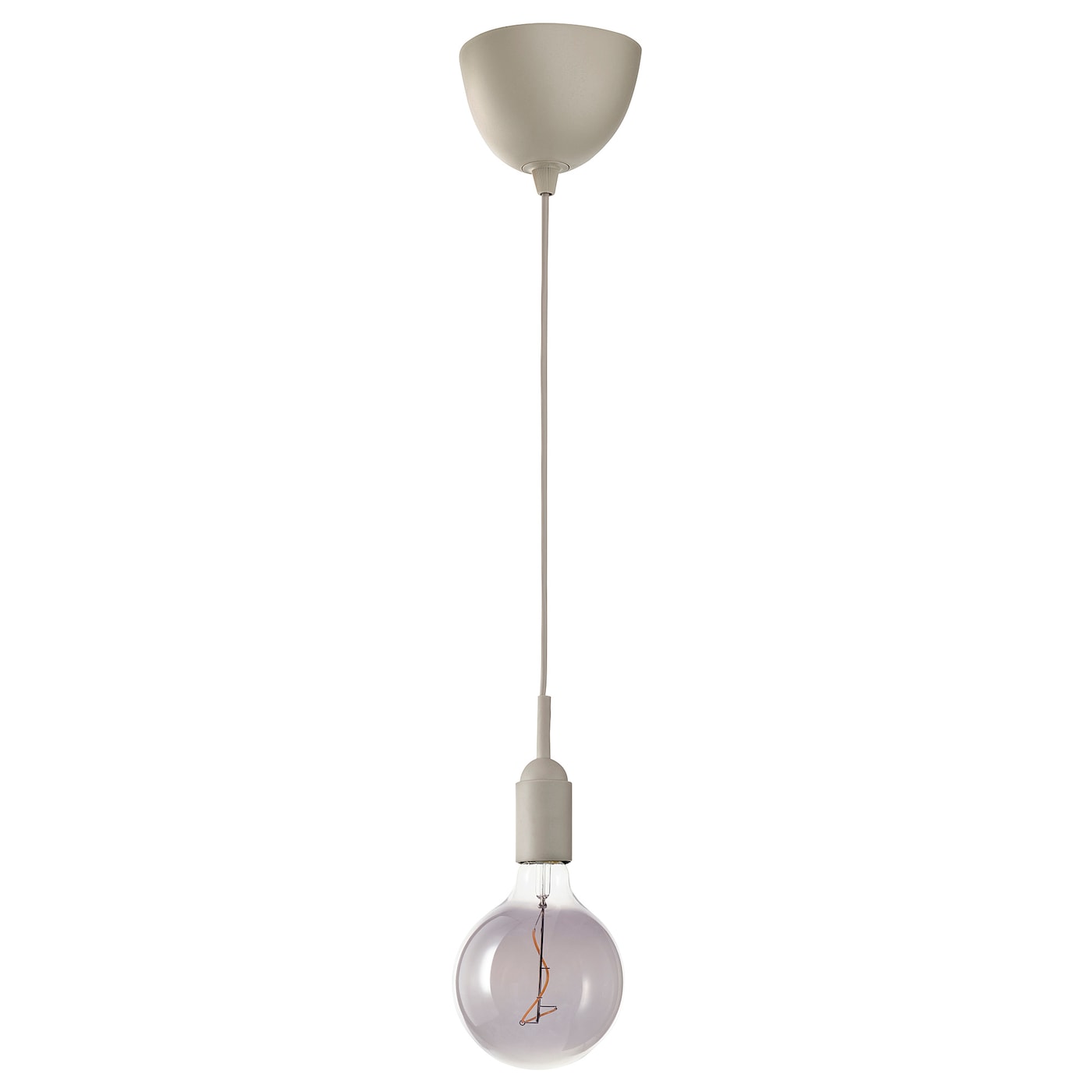 IKEA GRÅVACKA / MOLNART lampa wisząca z żarówką, beżowy/szare szkło przezroczyste, 125 mm