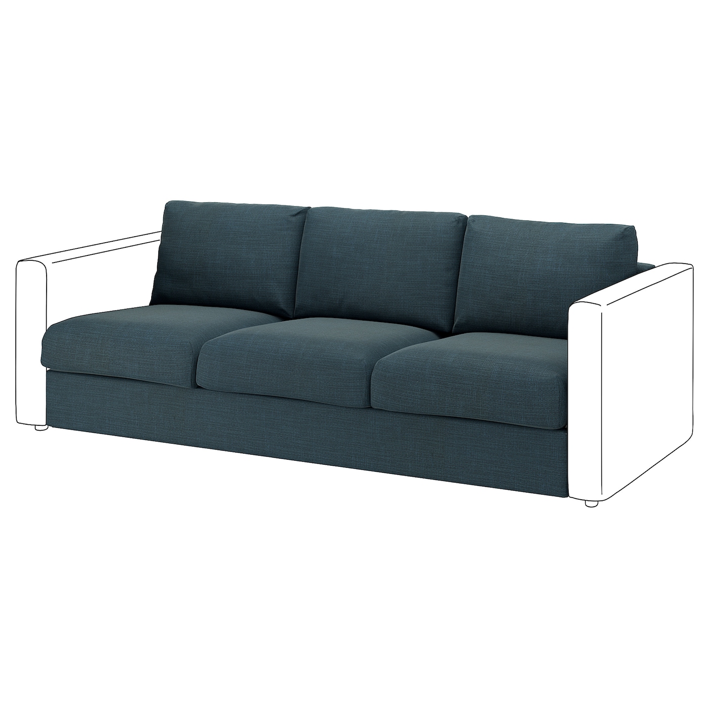 IKEA VIMLE sekcja 3-osobowa, Hillared granatowy, Wysokość z poduchami oparcia: 80 cm