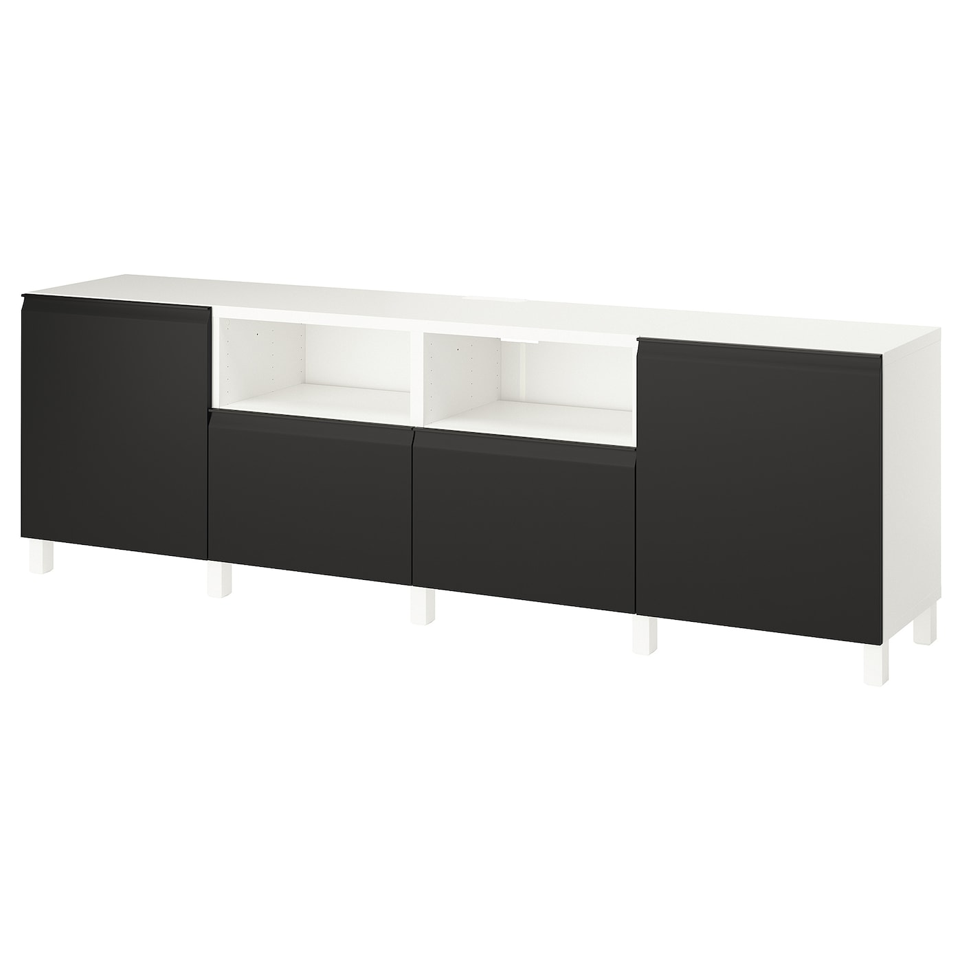 IKEA BESTÅ ława TV z drzwiami i szufladami, biały/Hammarsmed/Stubbarp antracyt, 240x42x74 cm