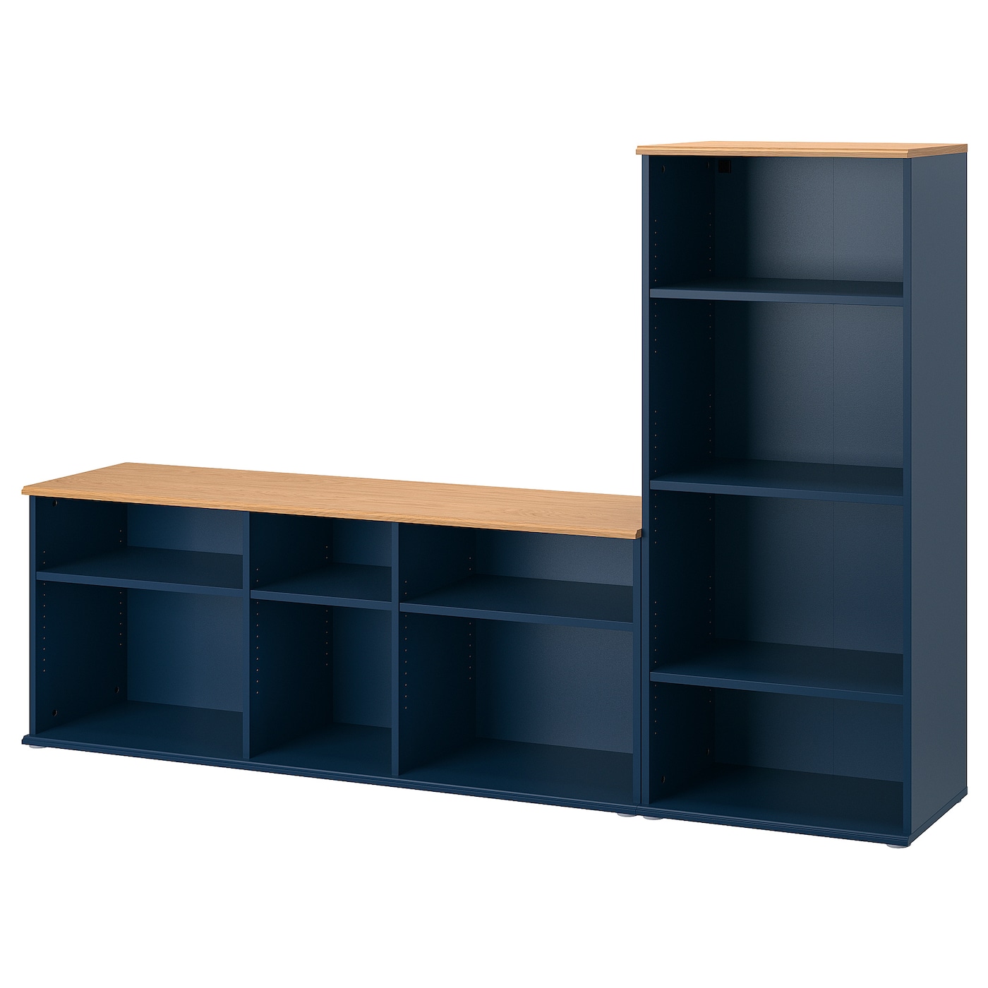IKEA SKRUVBY szafka pod TV, czarnoniebieski, 216x38x140 cm