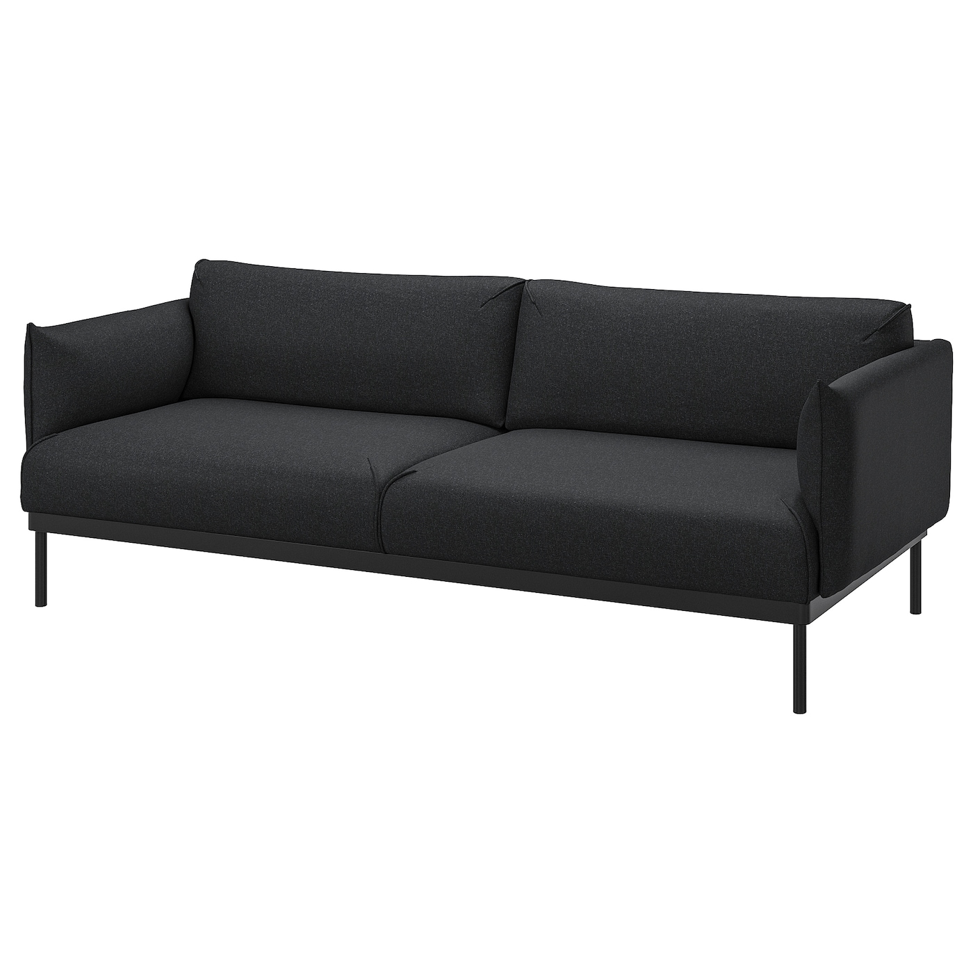 IKEA ÄPPLARYD sofa 3-osobowa, Gunnared czarny/szary, Wysokość podłokietnika: 72 cm
