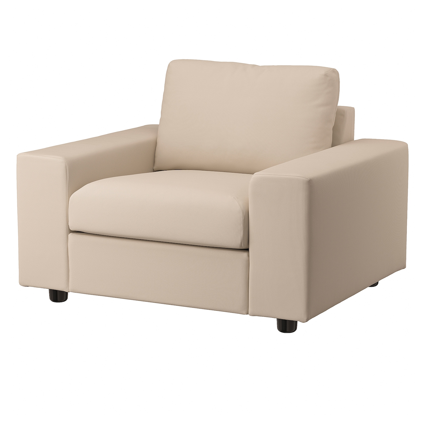IKEA VIMLE fotel, z szerokimi podłokietnikami/Hillared beżowy, Szerokość: 115 cm