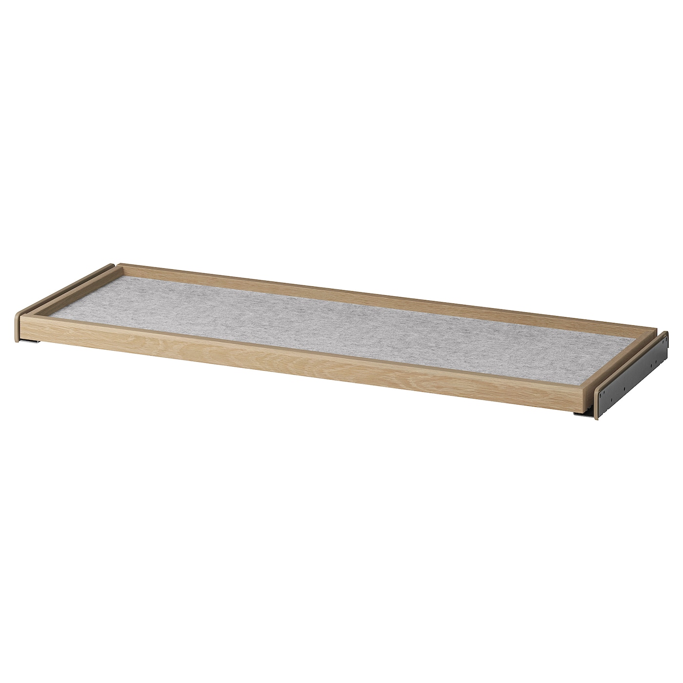 IKEA KOMPLEMENT wysuwana taca z matą do szuflady, imitacja dębu bejcowanego na biało/jasnoszary, 100x35 cm