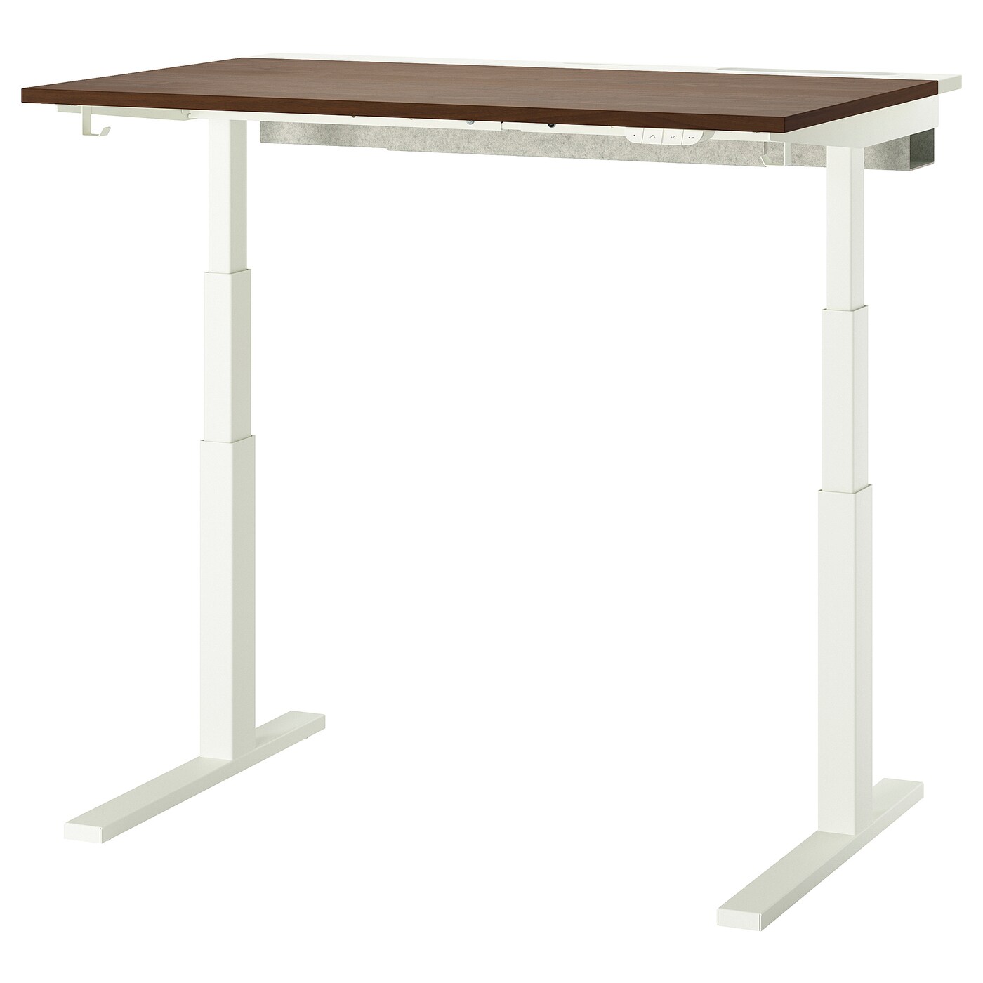 IKEA MITTZON biurko z regulacją wysokości, elektryczny okleina orzechowa/biały, 120x80 cm