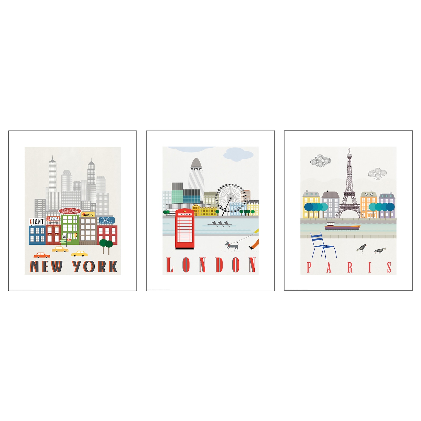 IKEA BILD Plakat, Londyn, Paryż, Nowy Jork, 40x50 cm