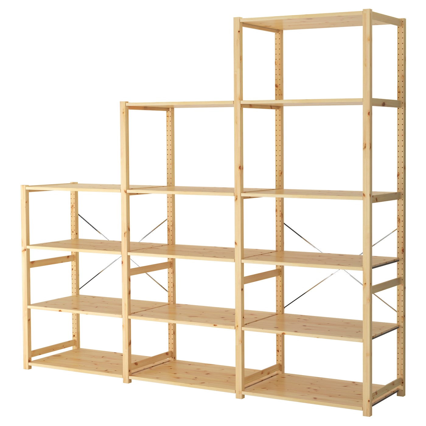 IKEA IVAR 3 sekcje/półki, sosna, 259x50x226 cm