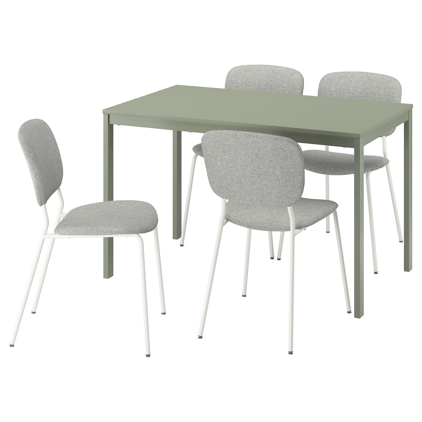 IKEA VIHALS / VIHALS stół i 4 krzesła, zielony/biały Tibbleby beżowoszary, 120/180x74 cm