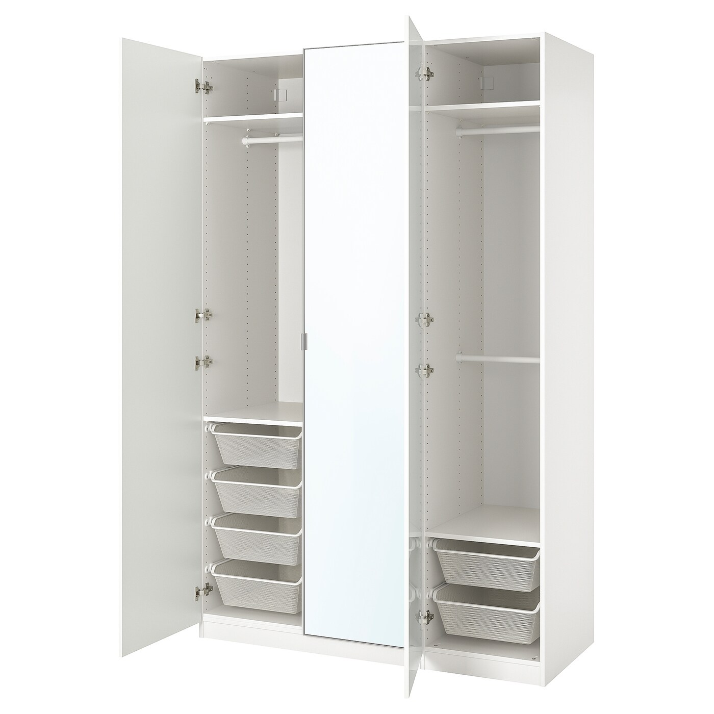 IKEA PAX / FARDAL/ÅHEIM kombinacja szafy, połysk biały/lustro, 150x60x236 cm