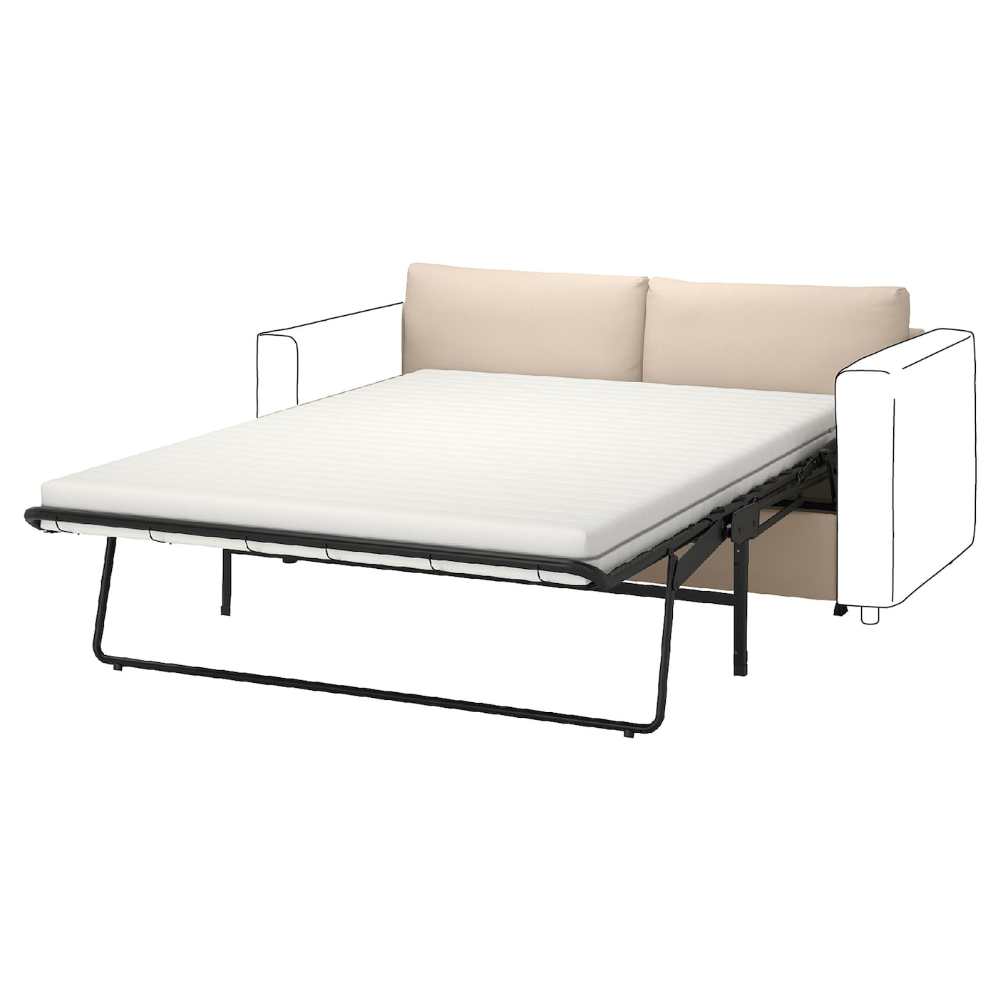 IKEA VIMLE sekcja 2-os sofa rozkładana, Hallarp beżowy, Wysokość łóżka: 53 cm