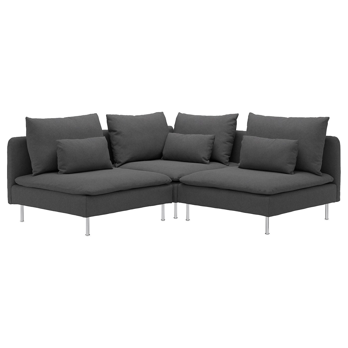 IKEA SÖDERHAMN sofa narożna 3-osobowa, Tallmyra średnioszary, Wysokość z poduchami oparcia: 83 cm
