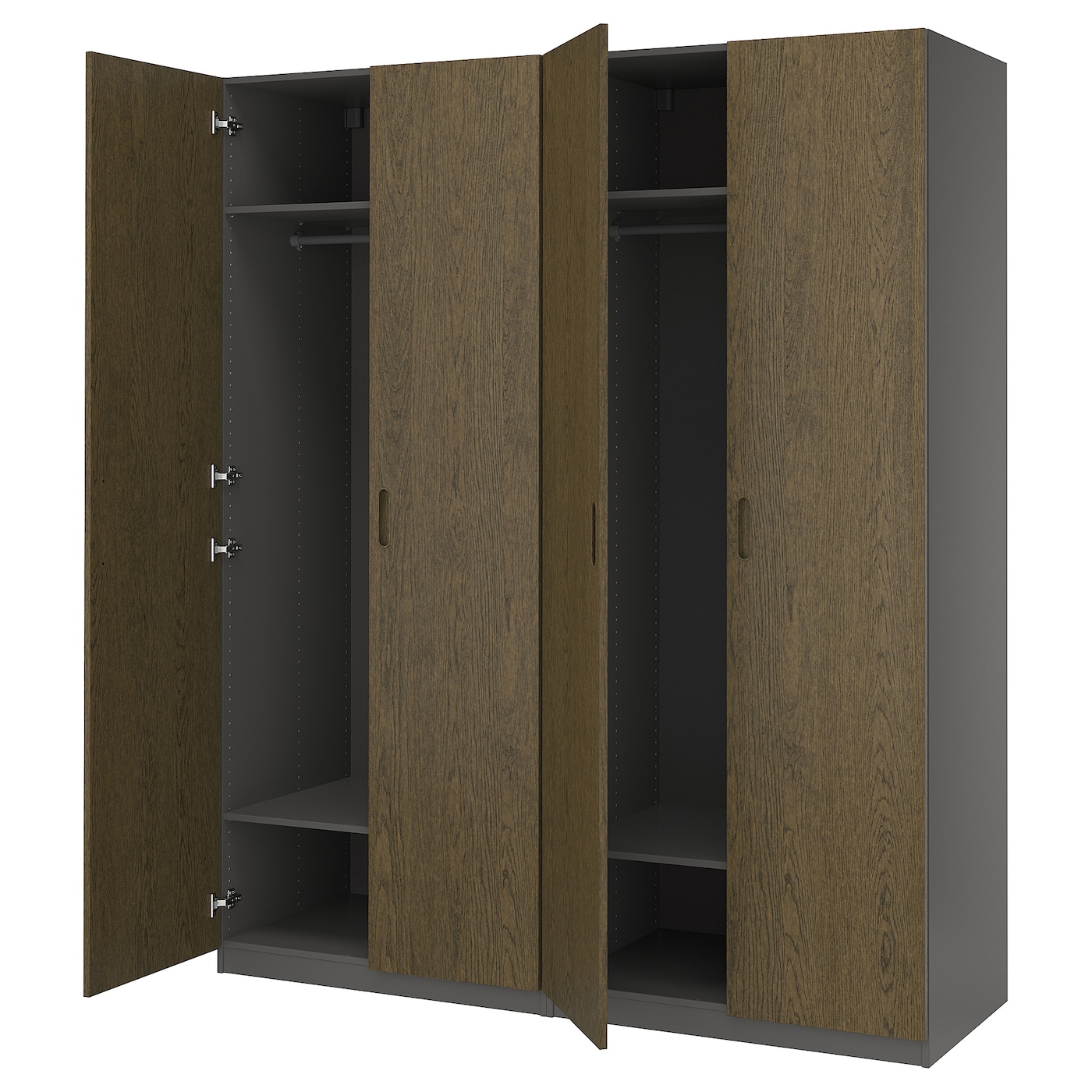 IKEA PAX / TONSTAD kombinacja szafy, ciemnoszary/brązowy bejcowana okleina dębowa, 200x60x236 cm