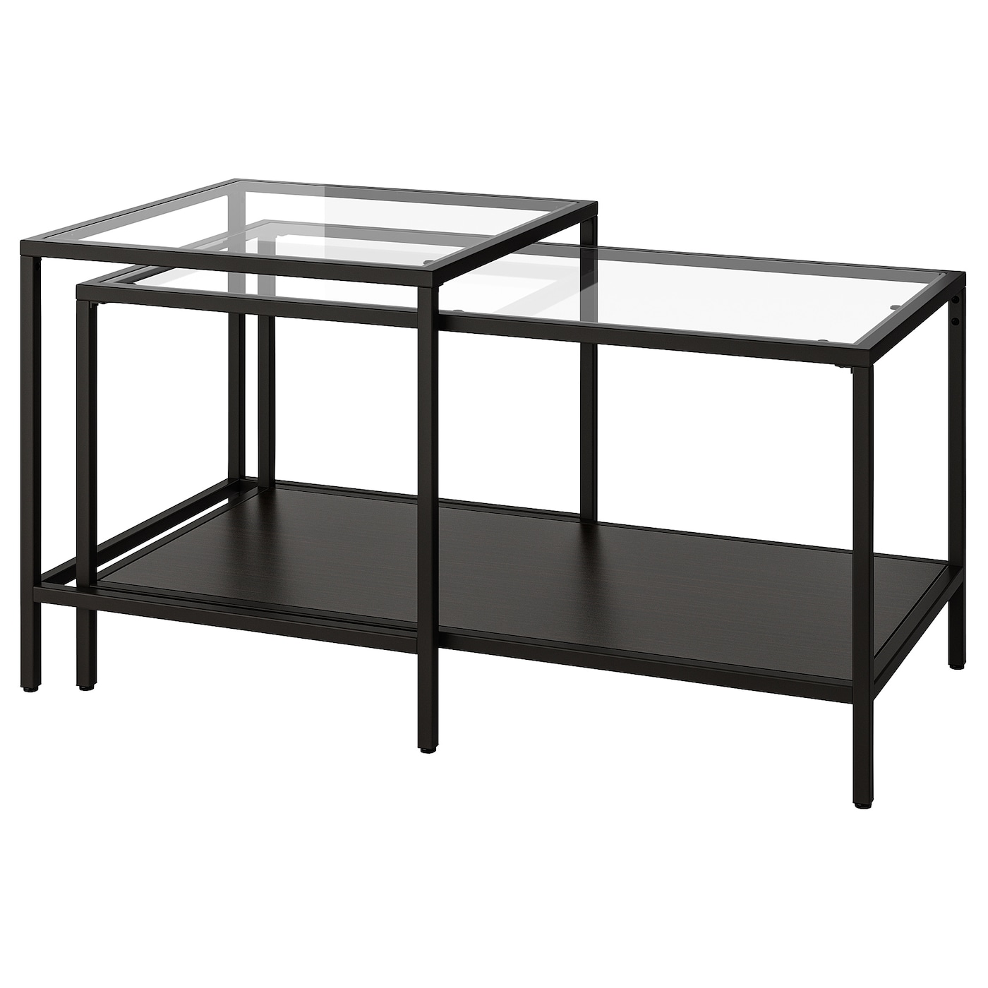 IKEA VITTSJÖ stoliki, 2 szt, czarnobrąz/szkło, 90x50 cm