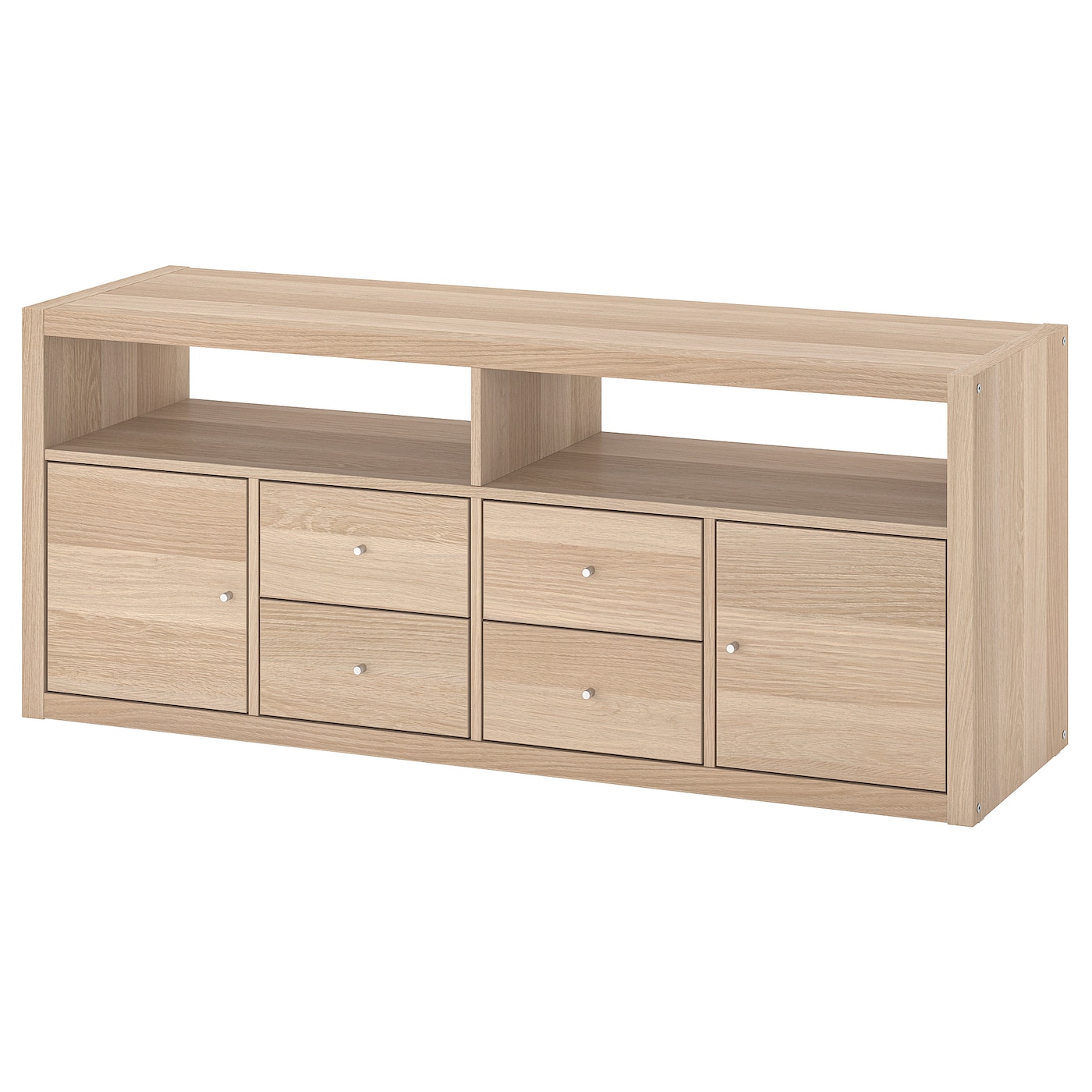 IKEA KALLAX szafka pod TV, imitacja dębu bejcowanego na biało, 147x39x60 cm