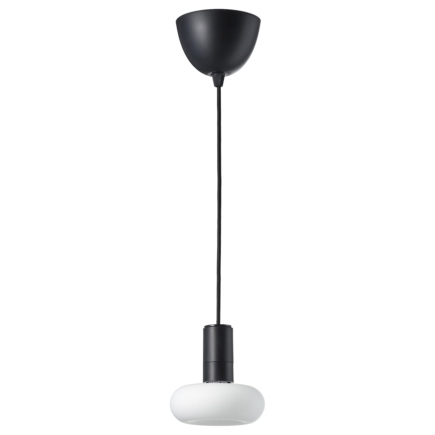 IKEA SUNNEBY / MOLNART lampa wisząca z żarówką, czarny/w kształcie pierścienia opalowa biel