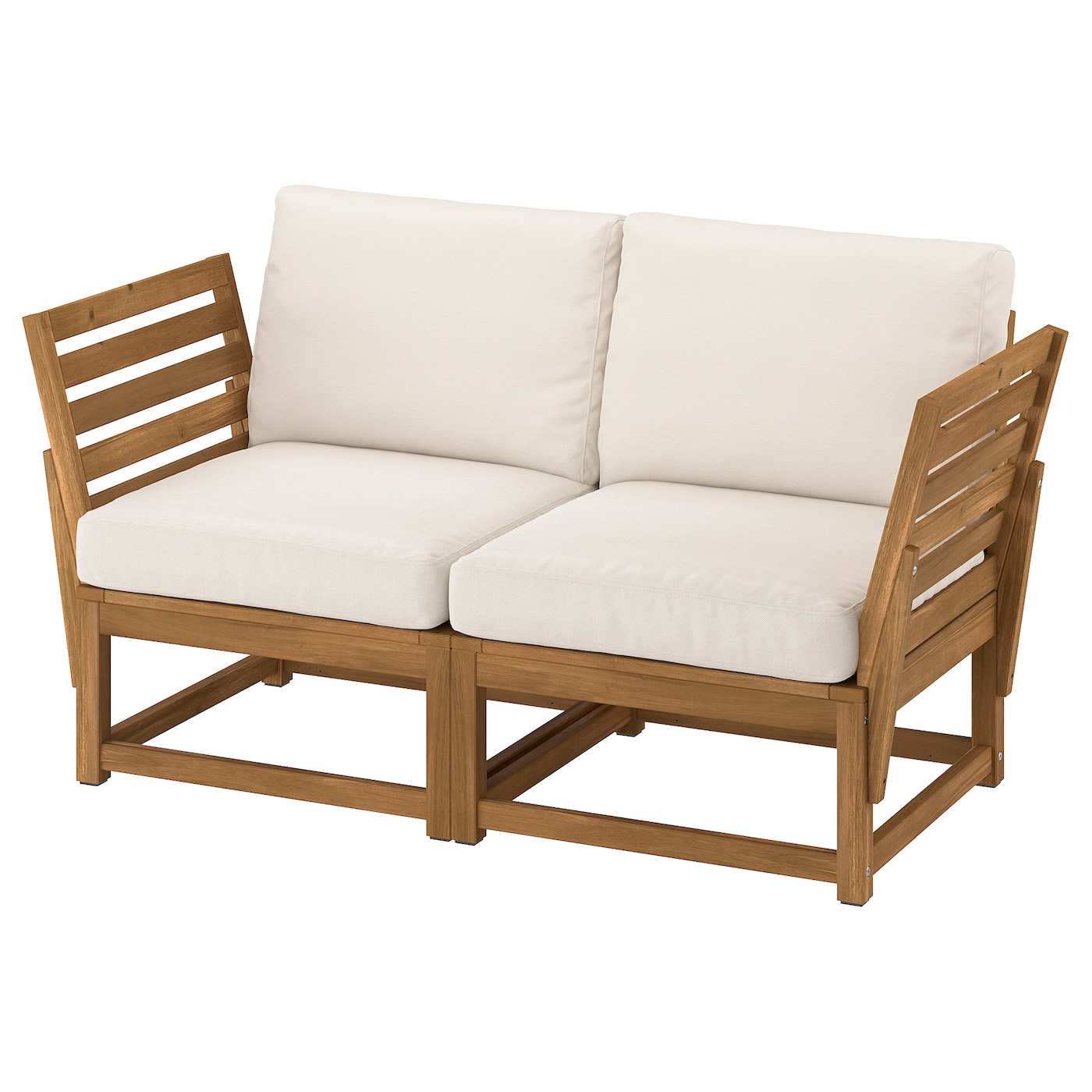 IKEA NÄMMARÖ Sofa modułowa, 2-osobowa, zewnętrzne podłokietnik/bejca jasnobrązowa Frösön/Duvholmen beżowy, Szerokość: 147 cm