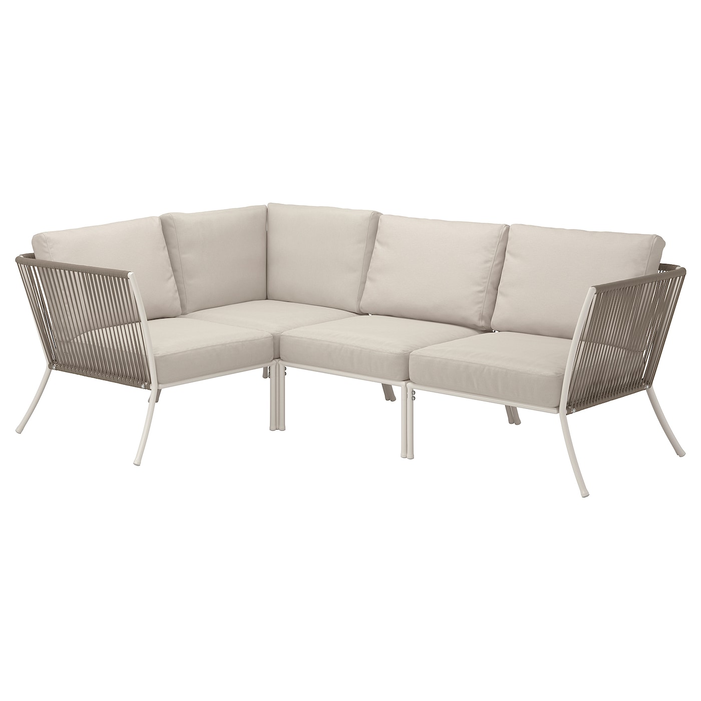 IKEA SEGERÖN sofa narożna 3-osobowa, zewnętrzne biały/beżowy/Frösön/Duvholmen beżowy, Szerokość: 214 cm
