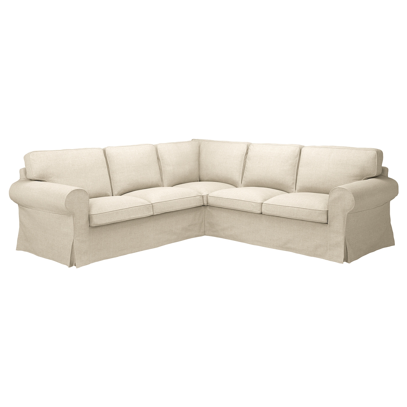 IKEA EKTORP sofa narożna 4-osobowa, Kilanda jasnobeżowy, Podłokietnik szerokość: 24 cm