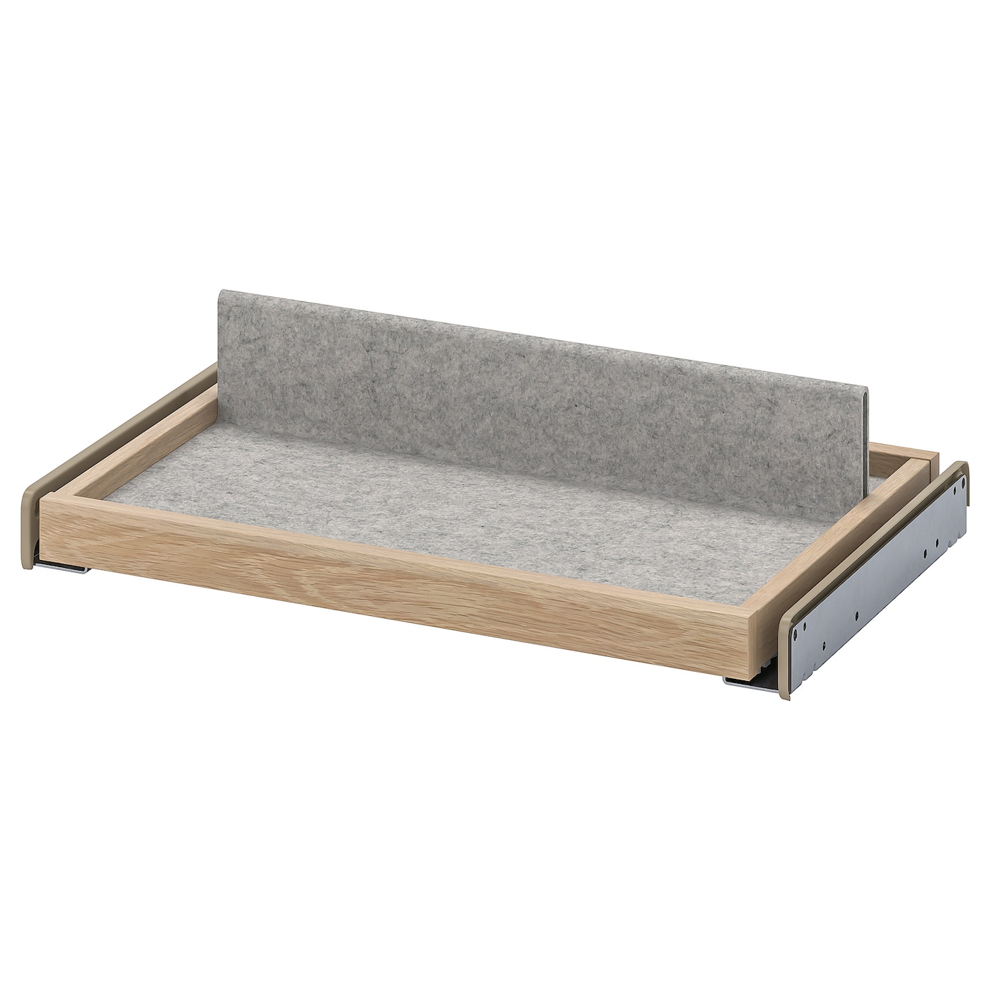 IKEA KOMPLEMENT wysuwana taca z wkładem na buty, imitacja dębu bejcowanego na biało/jasnoszary, 50x35 cm