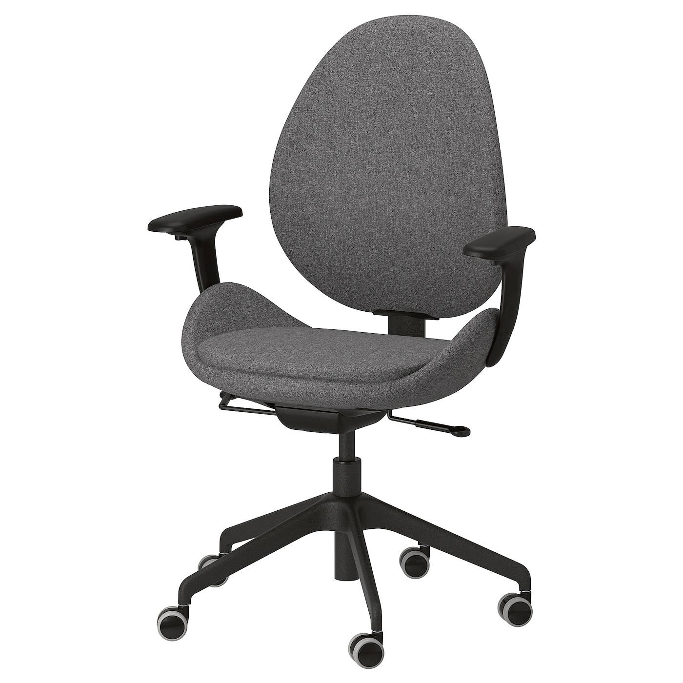 IKEA HATTEFJÄLL krzesło biurowe z podłokietnikami, Gunnared ciemnoszary/czarny, Przetestowano dla: 110 kg