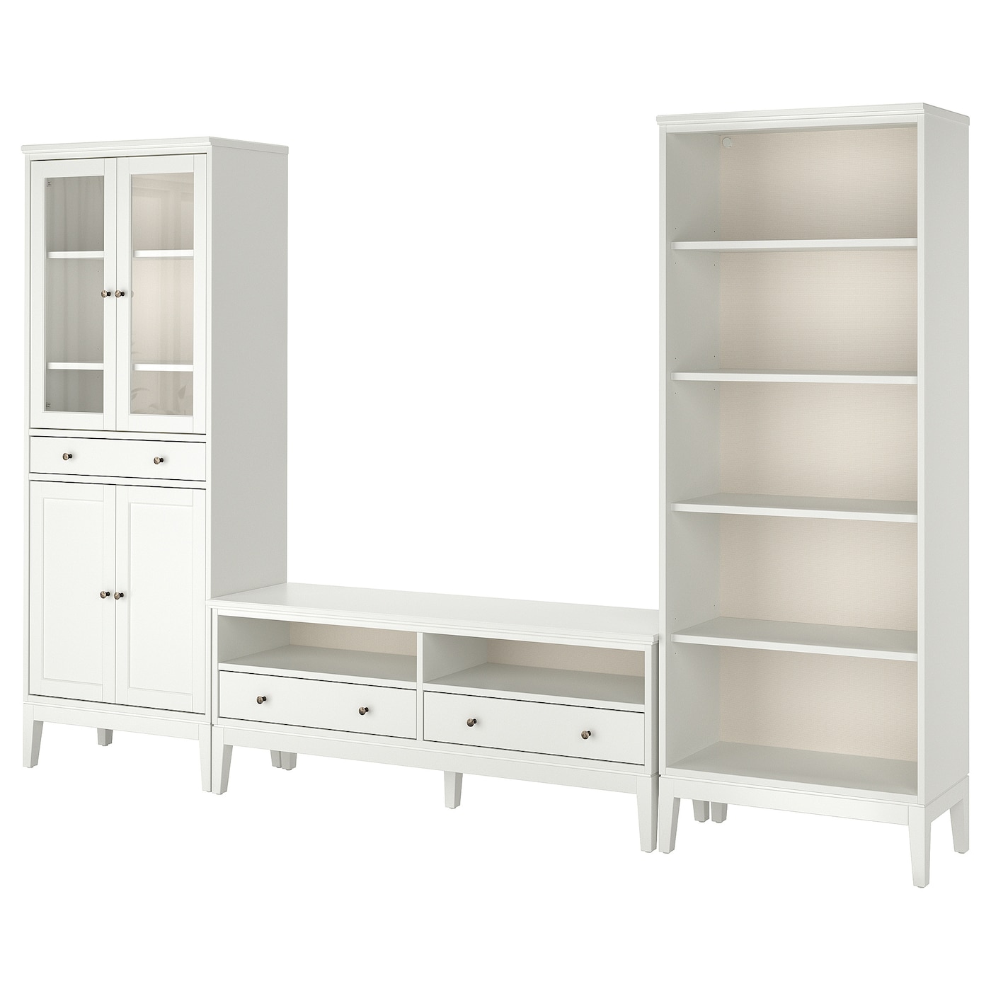 IKEA IDANÄS szafka pod TV, szkło/biały, 325x40x211 cm