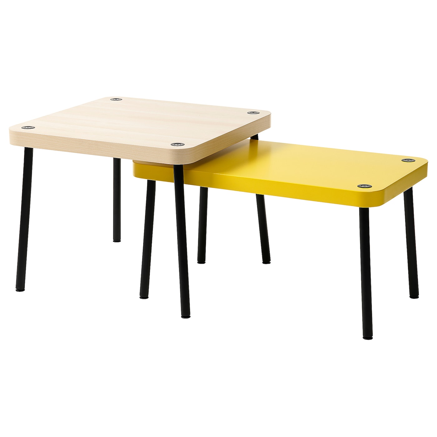 IKEA SONHULT stoliki, 2 szt, żółty/imit. brzozy, Maksymalne obciążenie: 20 kg