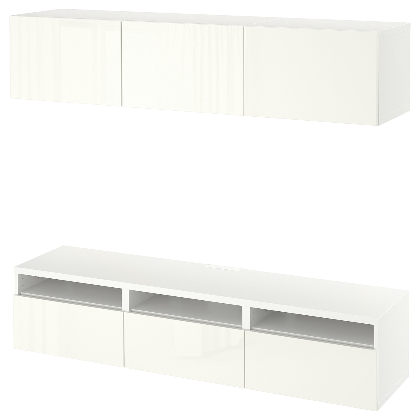 IKEA BESTÅ szafka pod TV, biały Selsviken/połysk/biel, 180x42x185 cm