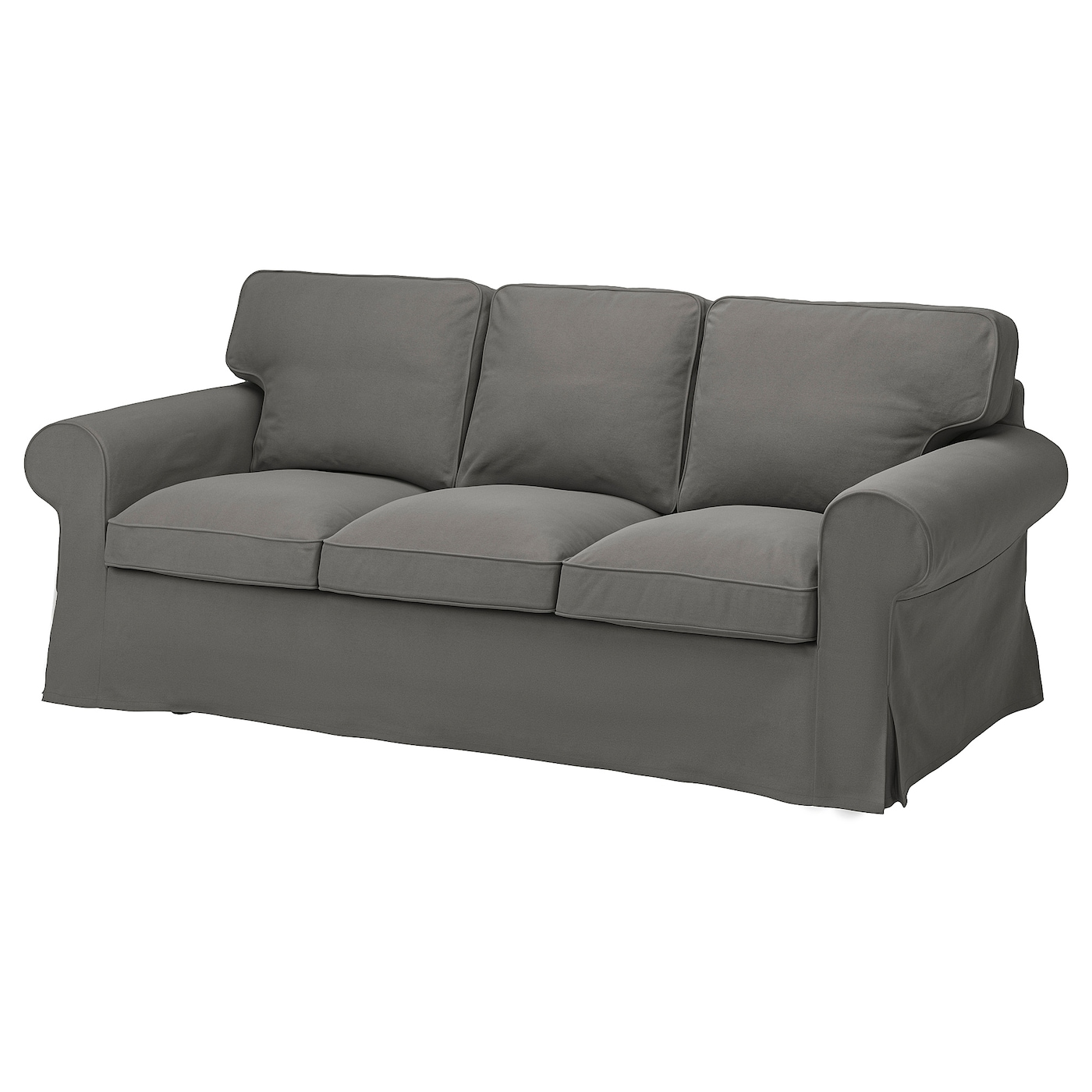 IKEA EKTORP sofa 3-osobowa, Hakebo ciemnoszary, Podłokietnik szerokość: 24 cm