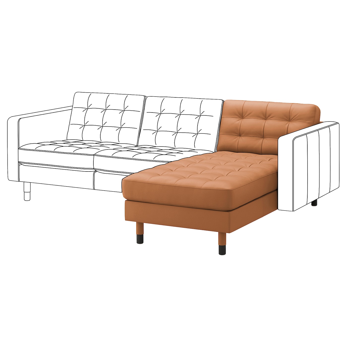 IKEA LANDSKRONA leżanka, dostawka, Grann/Bomstad złoto-brązowy/drewno/czarny, Szerokość: 78 cm