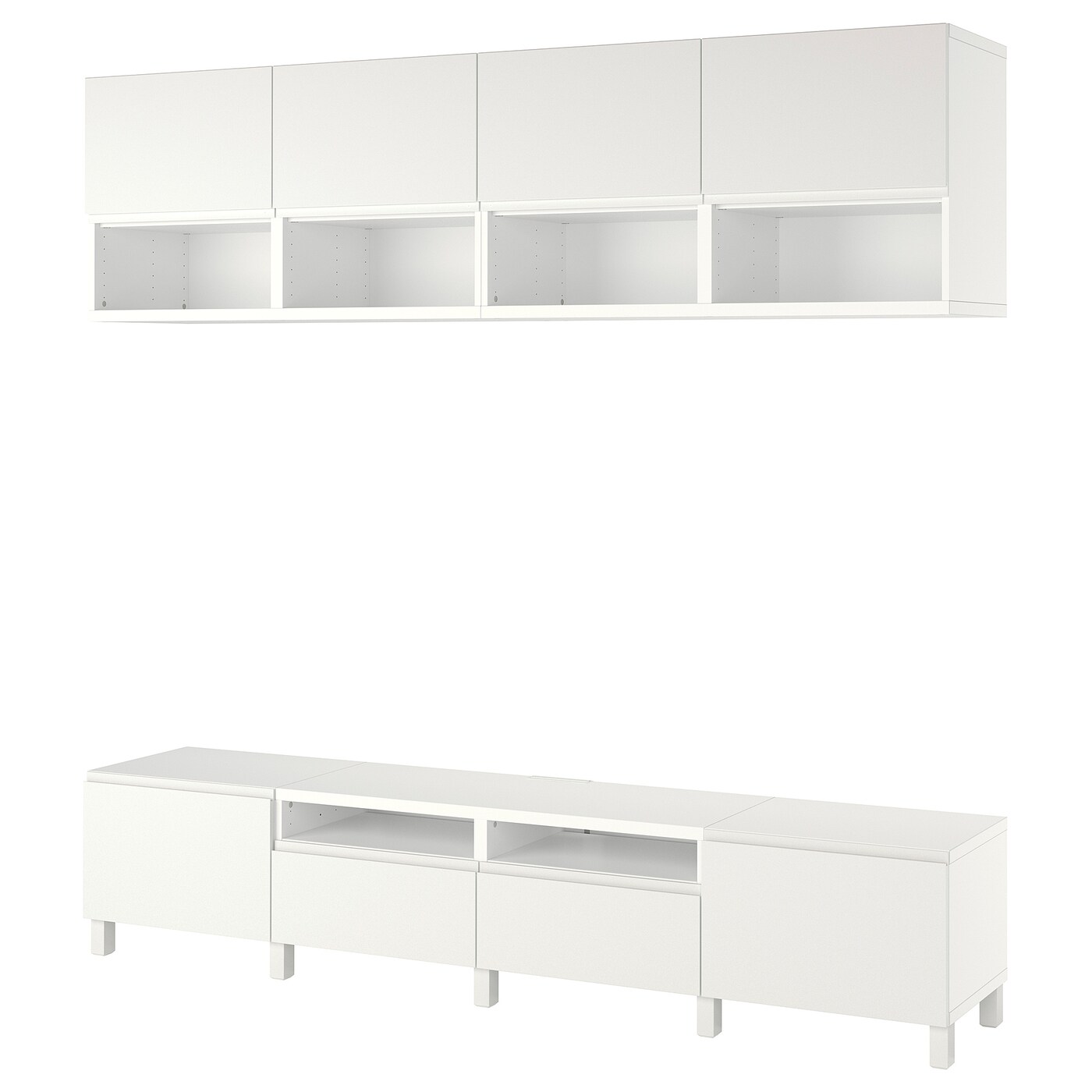 IKEA BESTÅ szafka pod TV, biały/Västerviken/Stubbarp biały, 240x42x230 cm