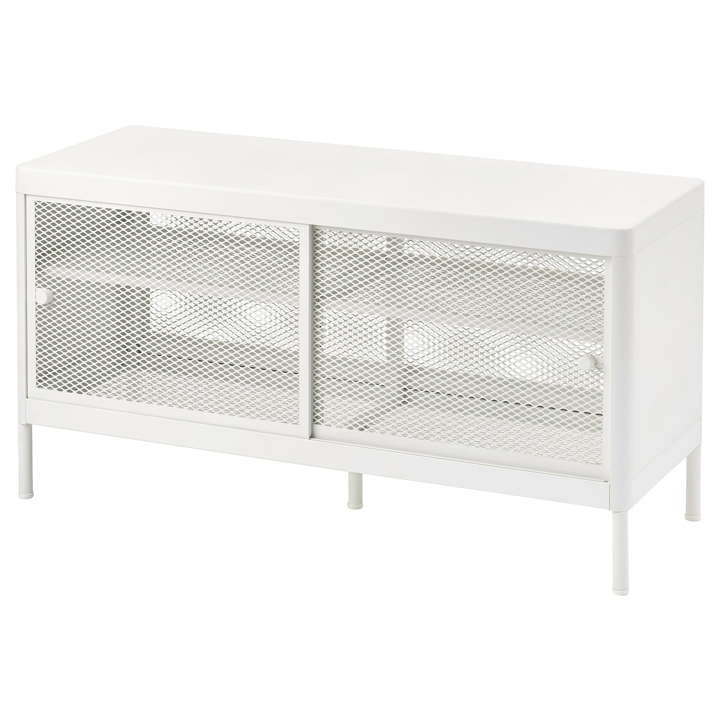 IKEA MACKAPÄR ława ze schowkiem/drzwi przesuwane, biały, 100x37 cm