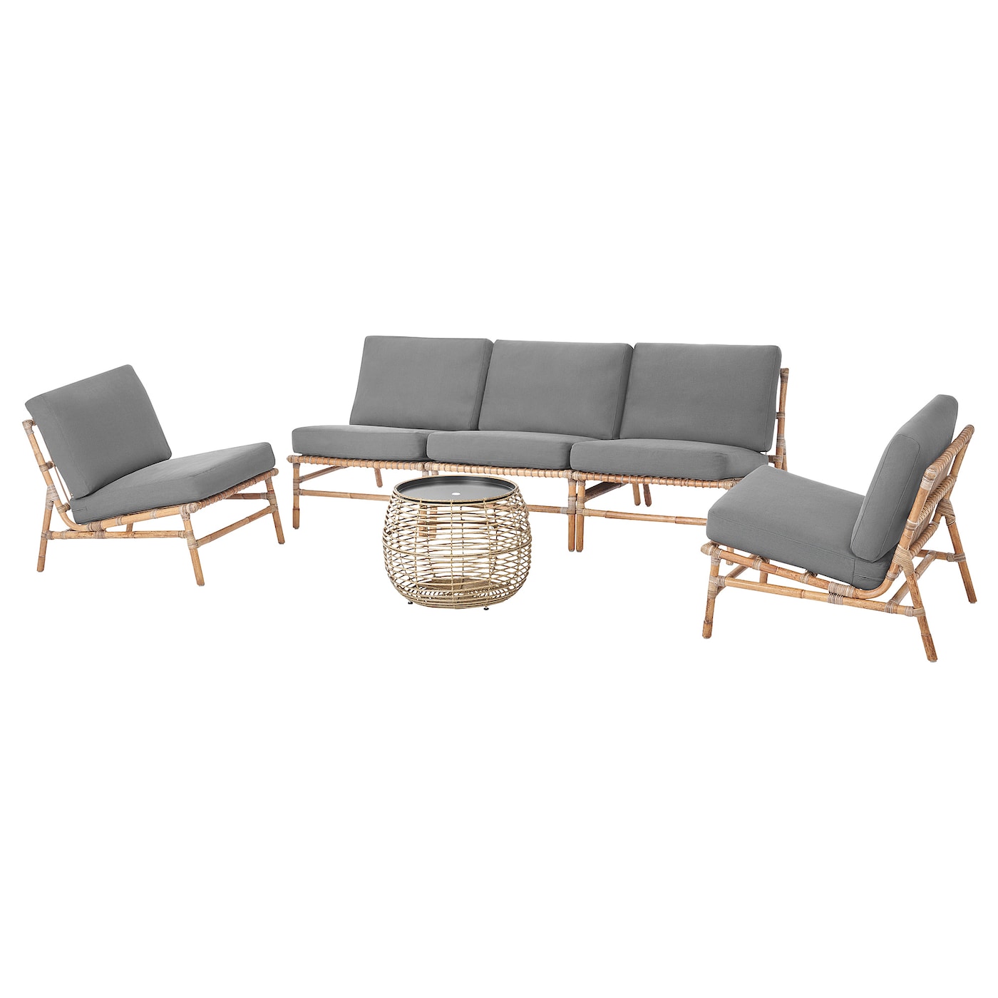IKEA TVARÖ / FRÖSÖN komplet 5-osobowy, na zewnątrz, ciemnoszary, Szerokość sofy: 200 cm