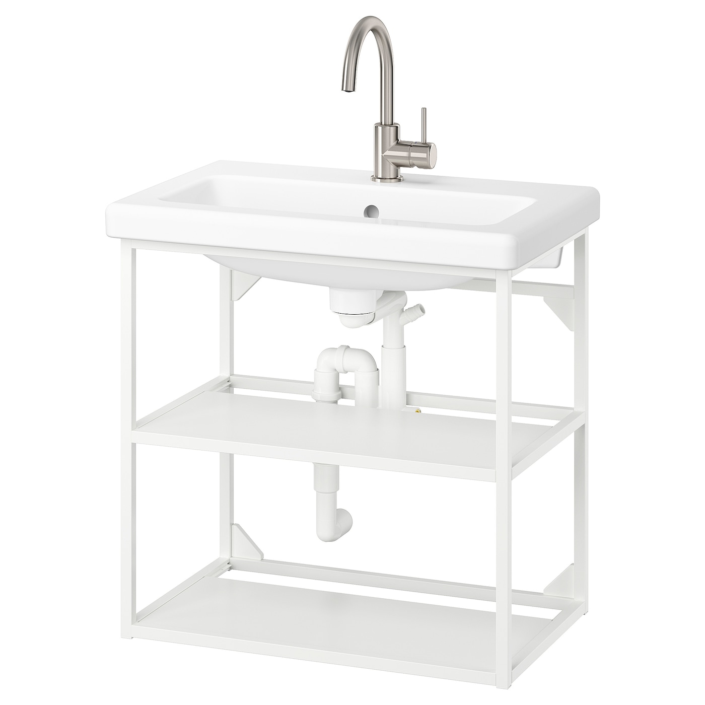 IKEA ENHET / TVÄLLEN otwarta szafka umywalkowa/2 półki, biały, 64x43x65 cm
