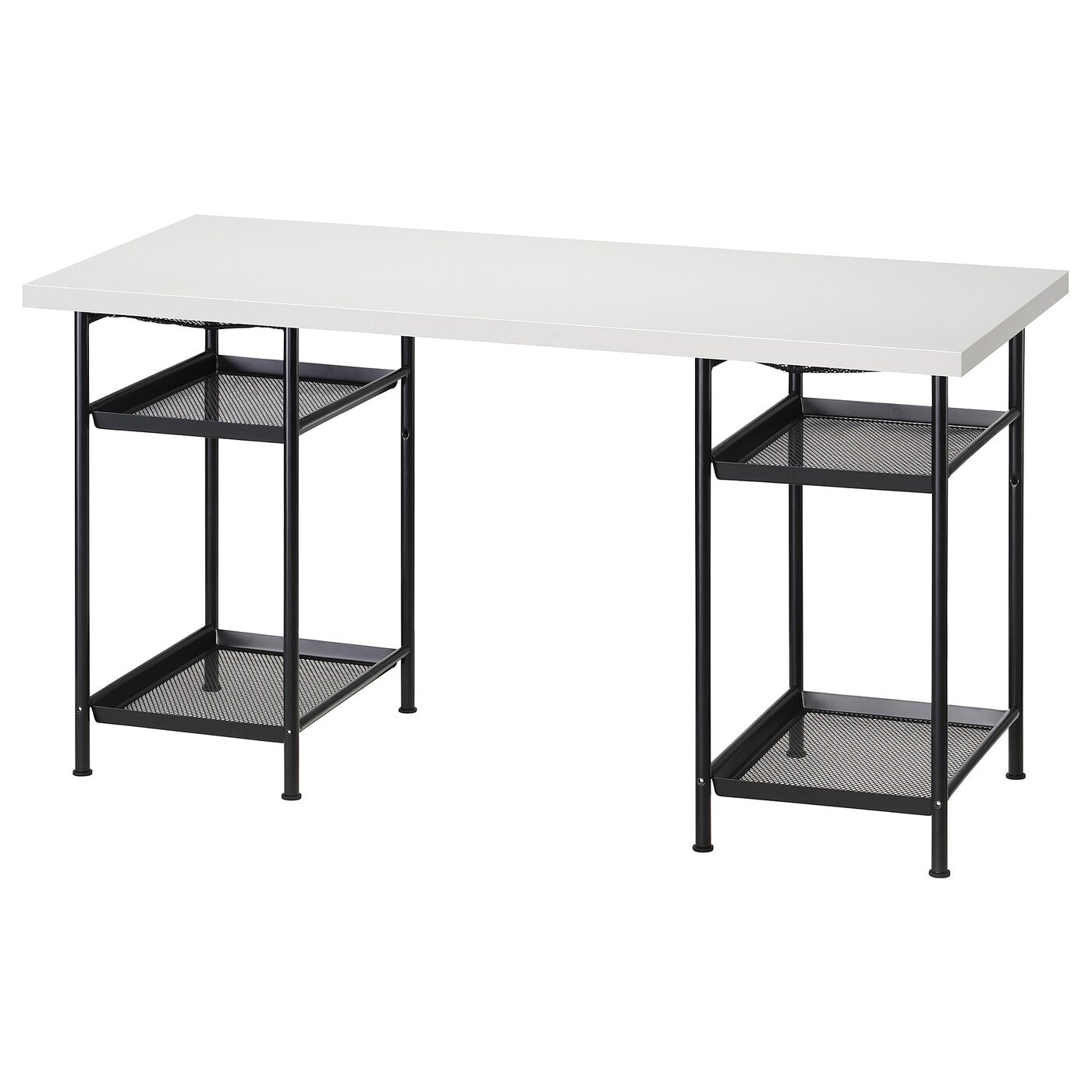 IKEA LAGKAPTEN / SPÄND biurko, biały/czarny, 140x60 cm