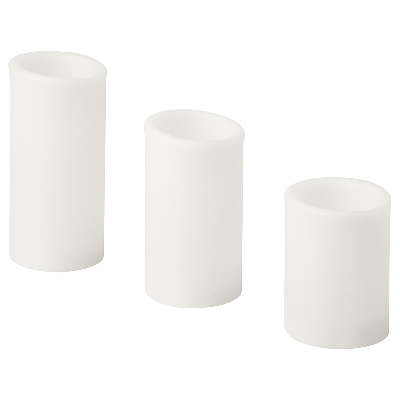 IKEA ÄDELLÖVTRÄD świeca bryłowa LED, 3 szt, biały/do wnętrz