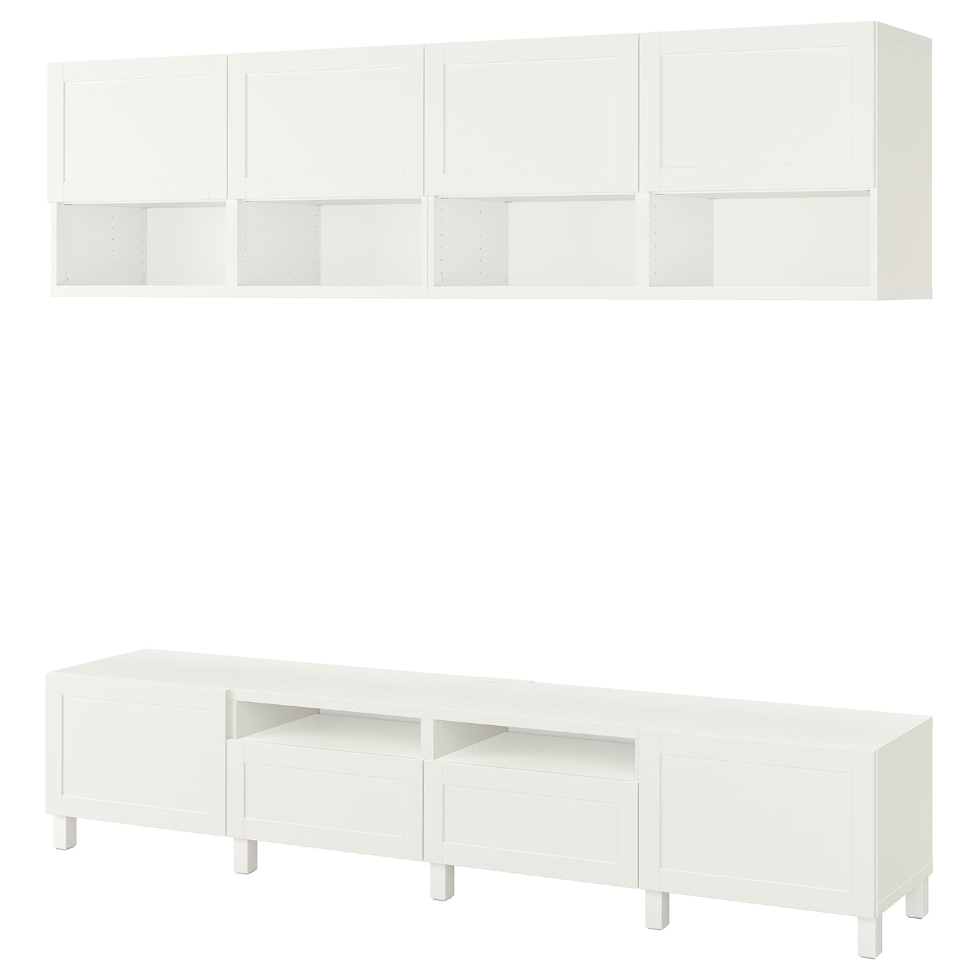 IKEA BESTÅ szafka pod TV, biały/Hanviken/Stubbarp biały, 240x42x230 cm
