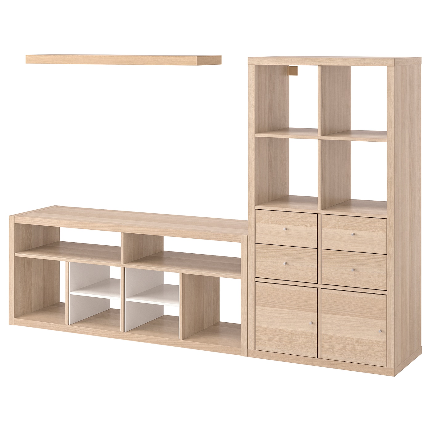 IKEA KALLAX / LACK szafka pod TV, imitacja dębu bejcowanego na biało, 224x39x147 cm