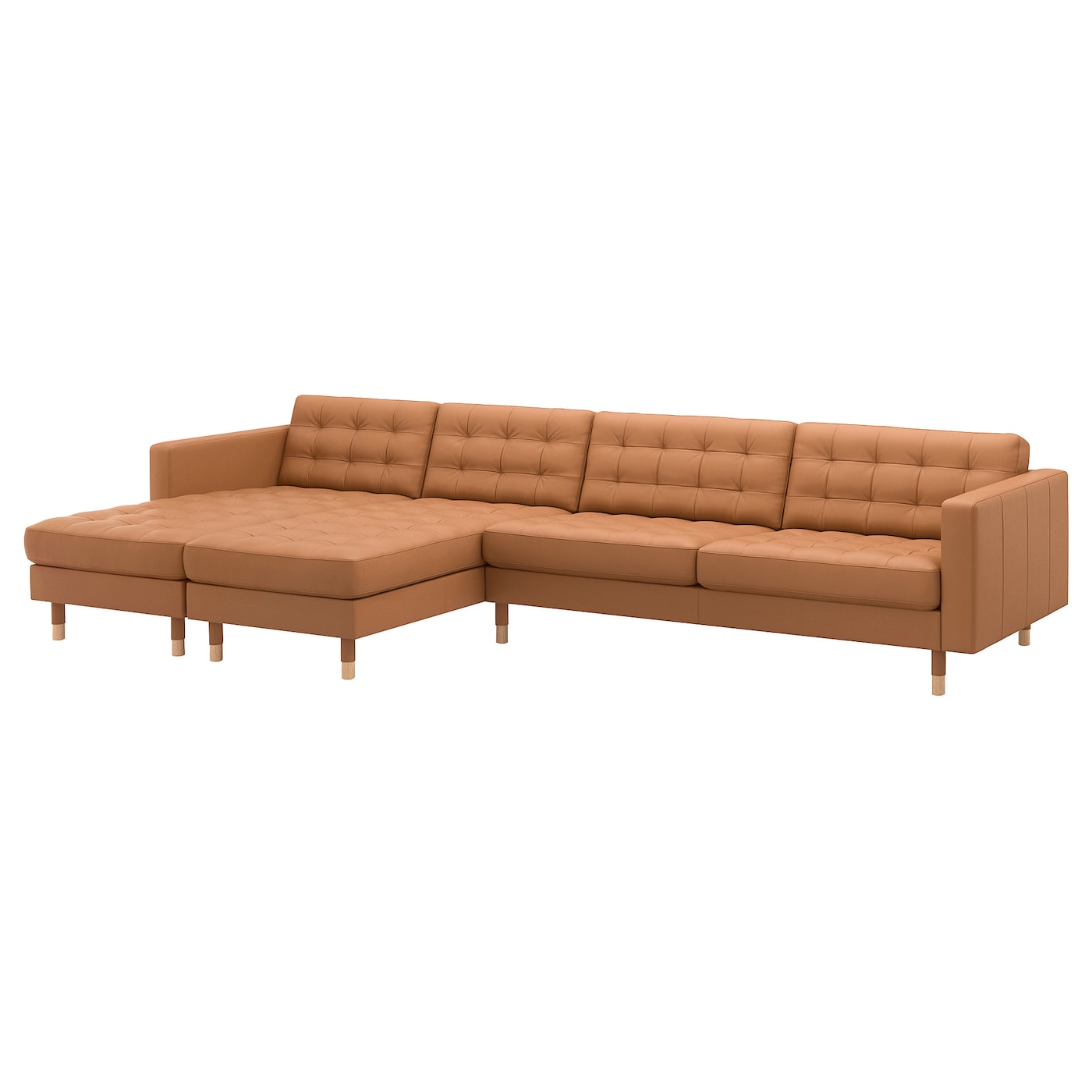 IKEA LANDSKRONA sofa 5-częściowa, z szezlongami/Grann/Bomstad złoto-brązowy/drewno, Szerokość: 360 cm
