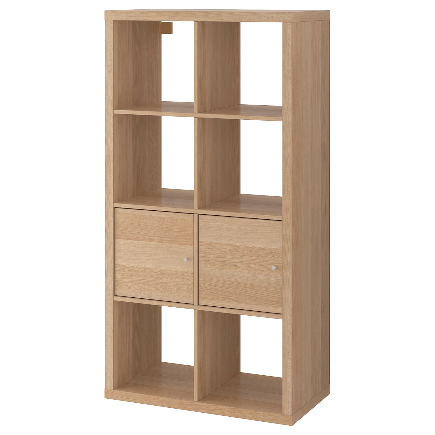 IKEA KALLAX regał z drzwiami, imitacja dębu bejcowanego na biało, 77x147 cm
