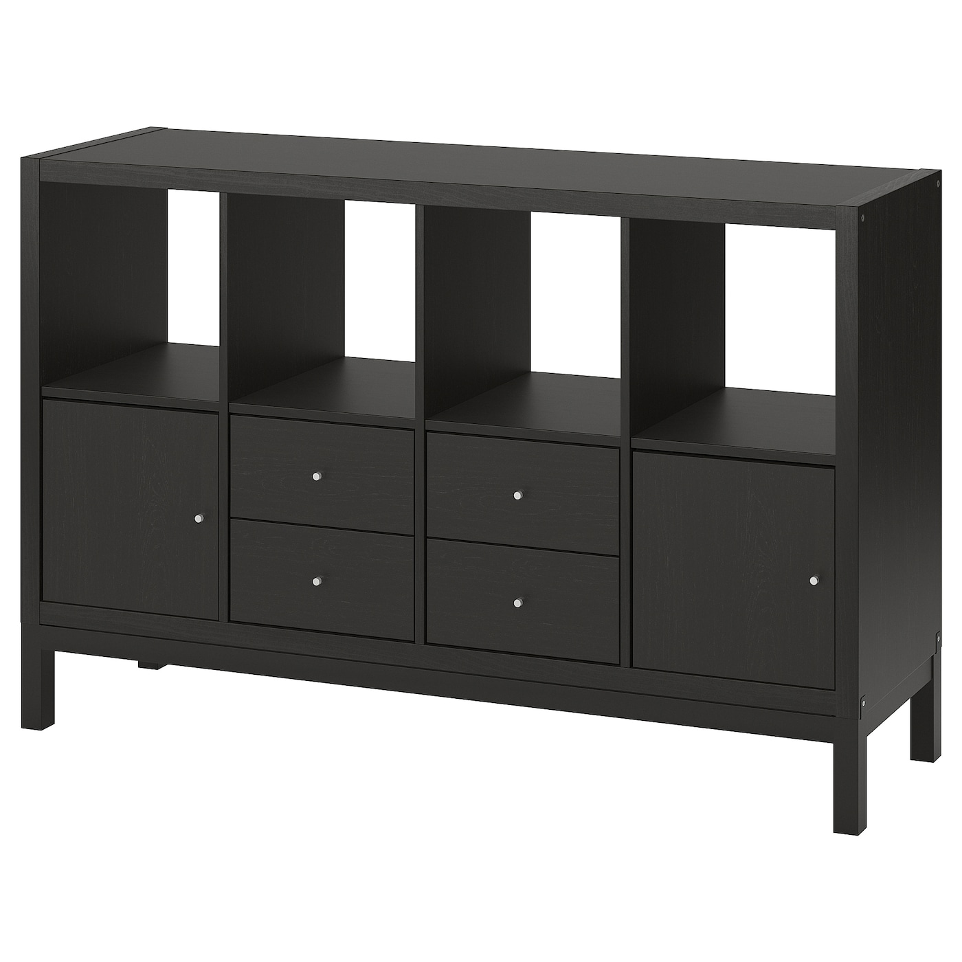 IKEA KALLAX regał z ramą nośną, z 2 drzwi/4 szufladami/czarnobrąz, 147x94 cm