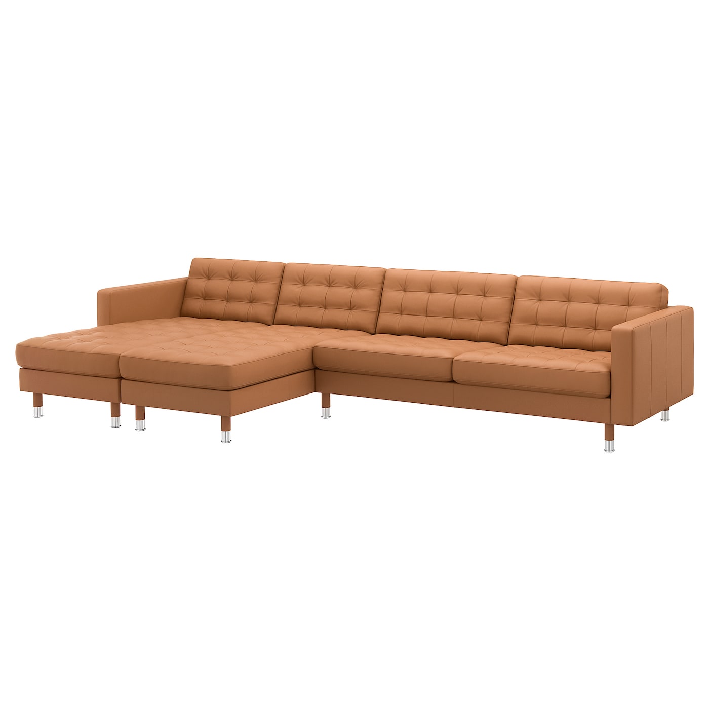 IKEA LANDSKRONA sofa 5-częściowa, z szezlongami/Grann/Bomstad złoto-brązowy/metal, Szerokość: 360 cm
