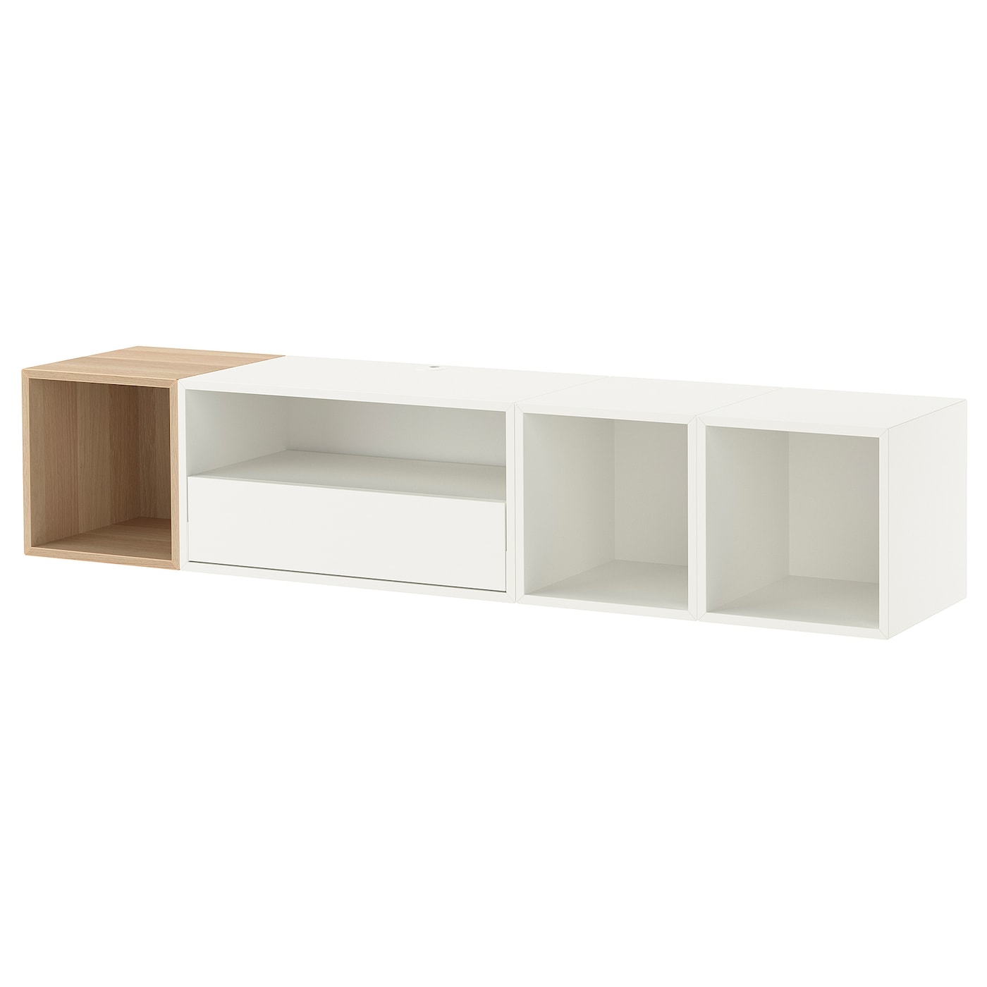 IKEA EKET szafka na TV,hifi, biały/dąb bejcowany na biało, 175x35x35 cm