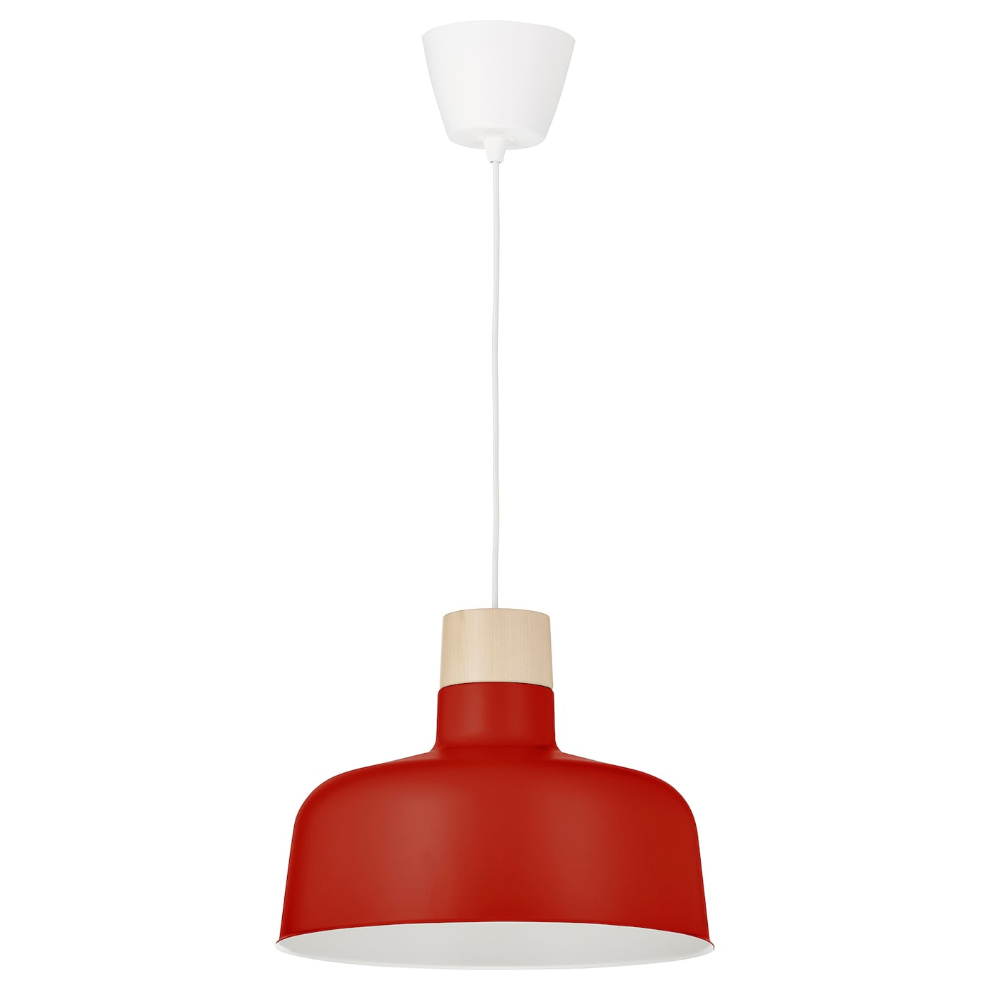 IKEA BUNKEFLO lampa wisząca, czerwony/brzoza, 36 cm