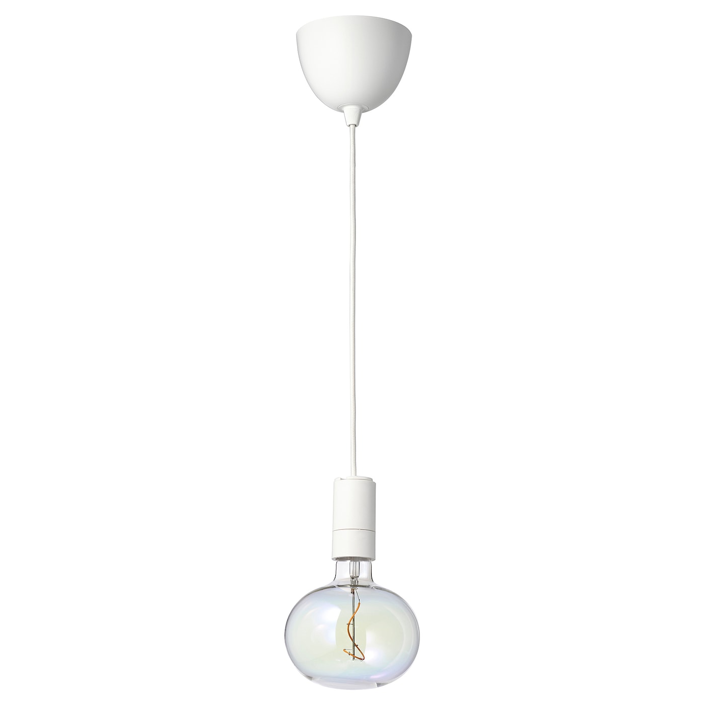 IKEA SUNNEBY / MOLNART lampa wisząca z żarówką, biały/w kształcie elipsy wielobarwny