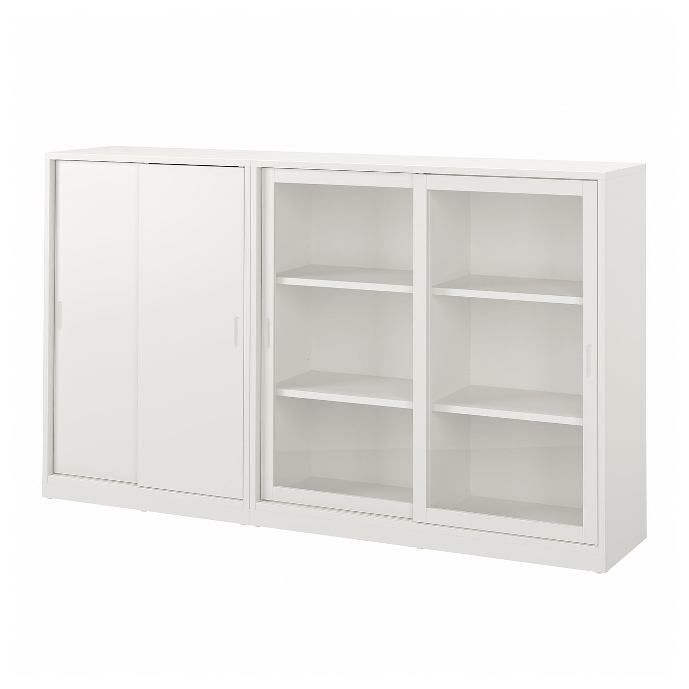 IKEA TONSTAD kombinacja z drzwiami przesuwnymi, kremowy/szkło bezbarwne, 201x37x116 cm